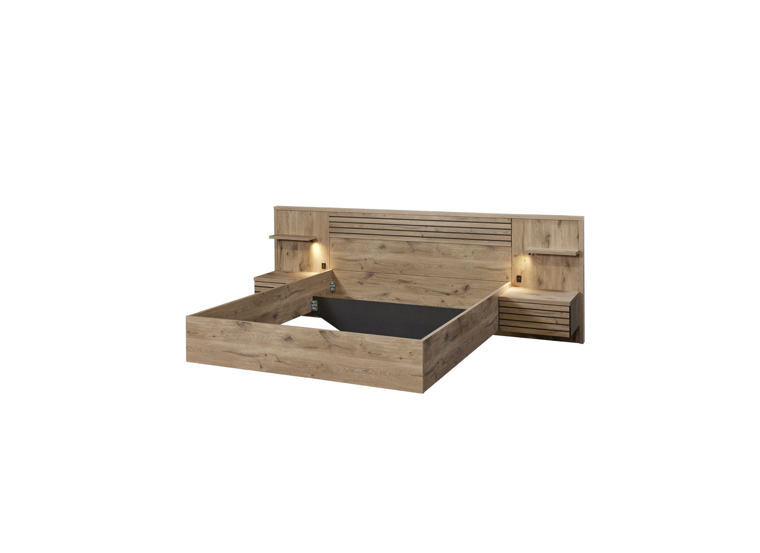 Bed Tanya 140x200cm - meubelplaat - canyon oak - Lit Tanya 140x200cm - panneau decor - canyon oak