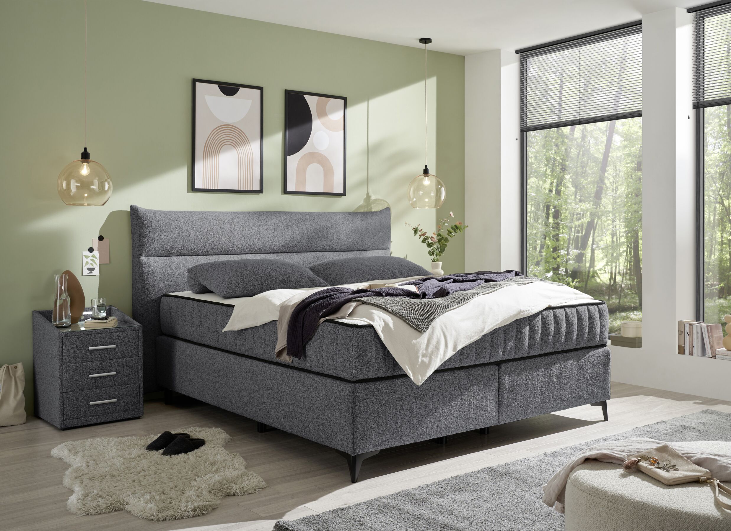 Sfeerfoto - Boxspring Vlieland 160x200cm - stof - antraciet