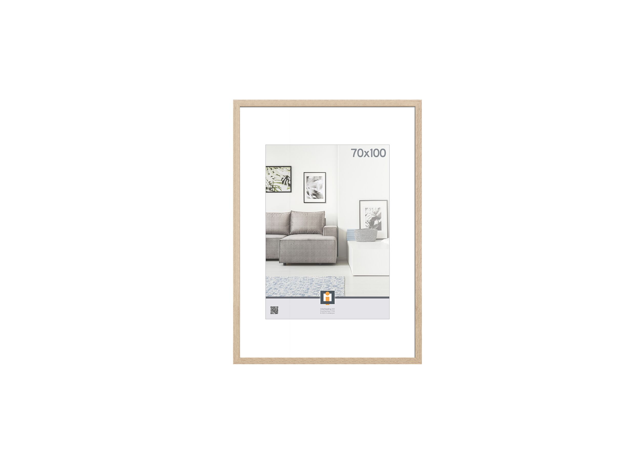 Fotokader Livorno 100x70cm - hout & glas - grijs