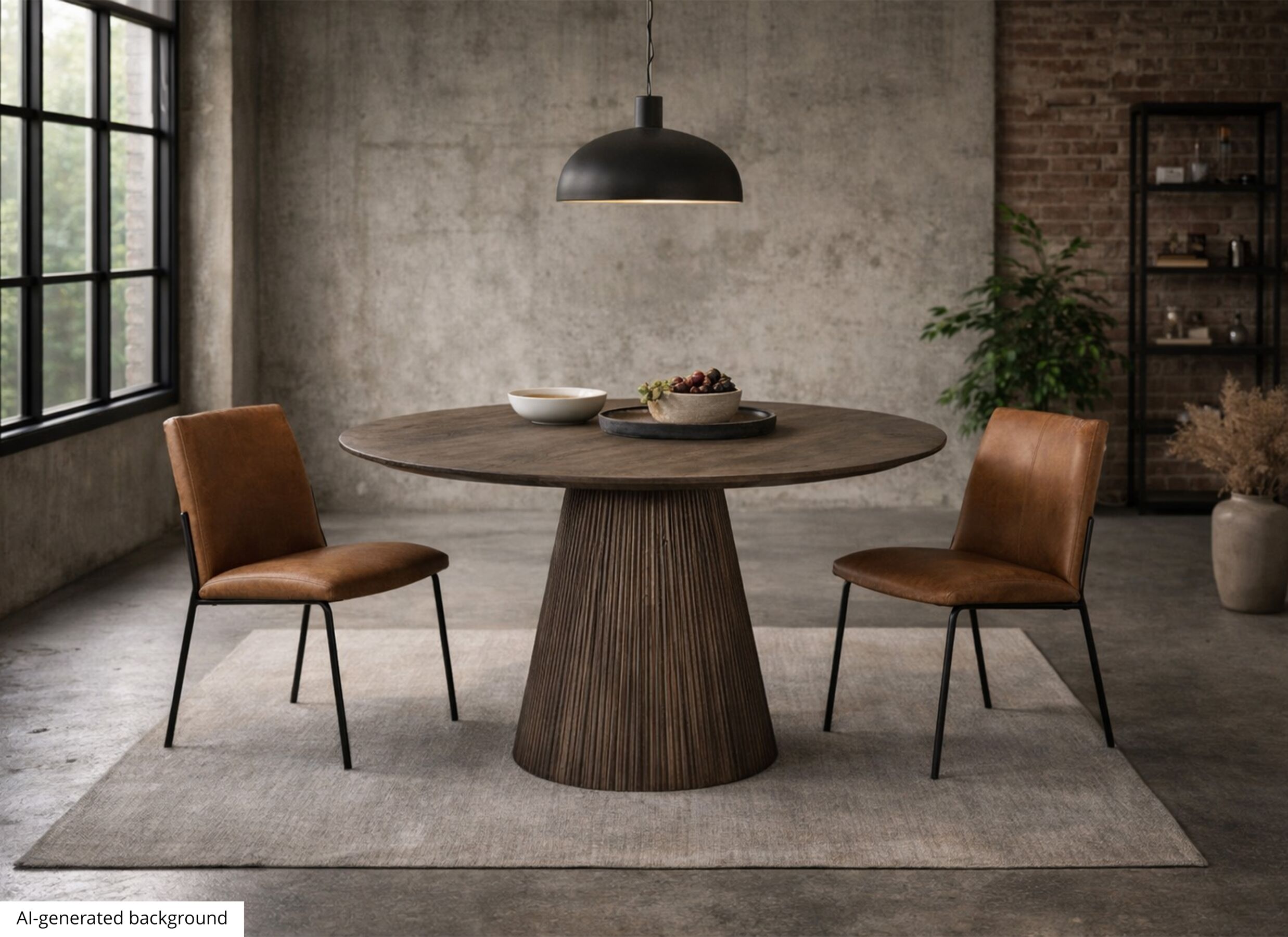 AI Generated - Table ronde Gentiloni Ø130cm - manguier massif - naturel