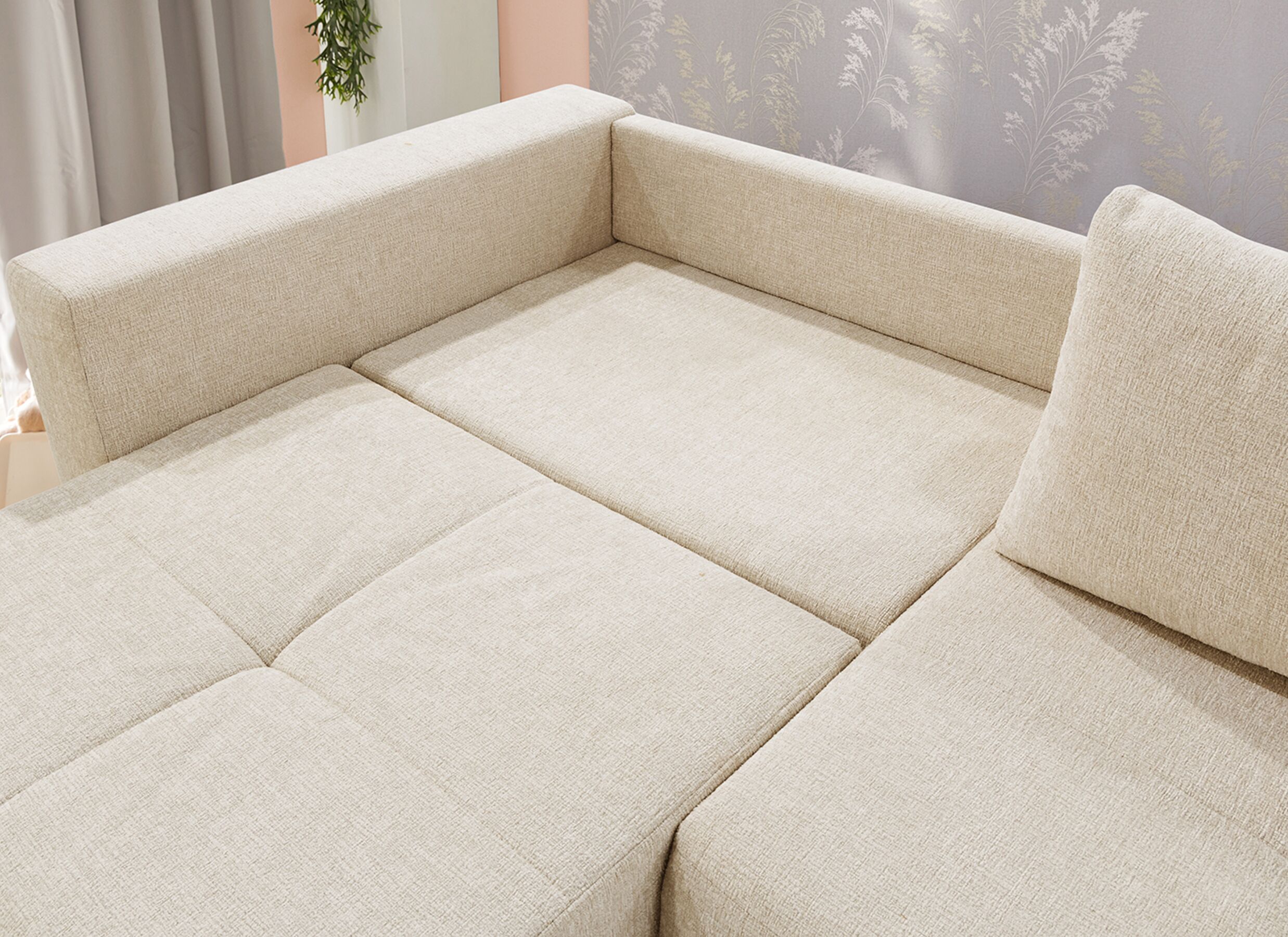 Sfeerfoto - Zetel Relax Bigsofa 4-zit - stof - chenile beige