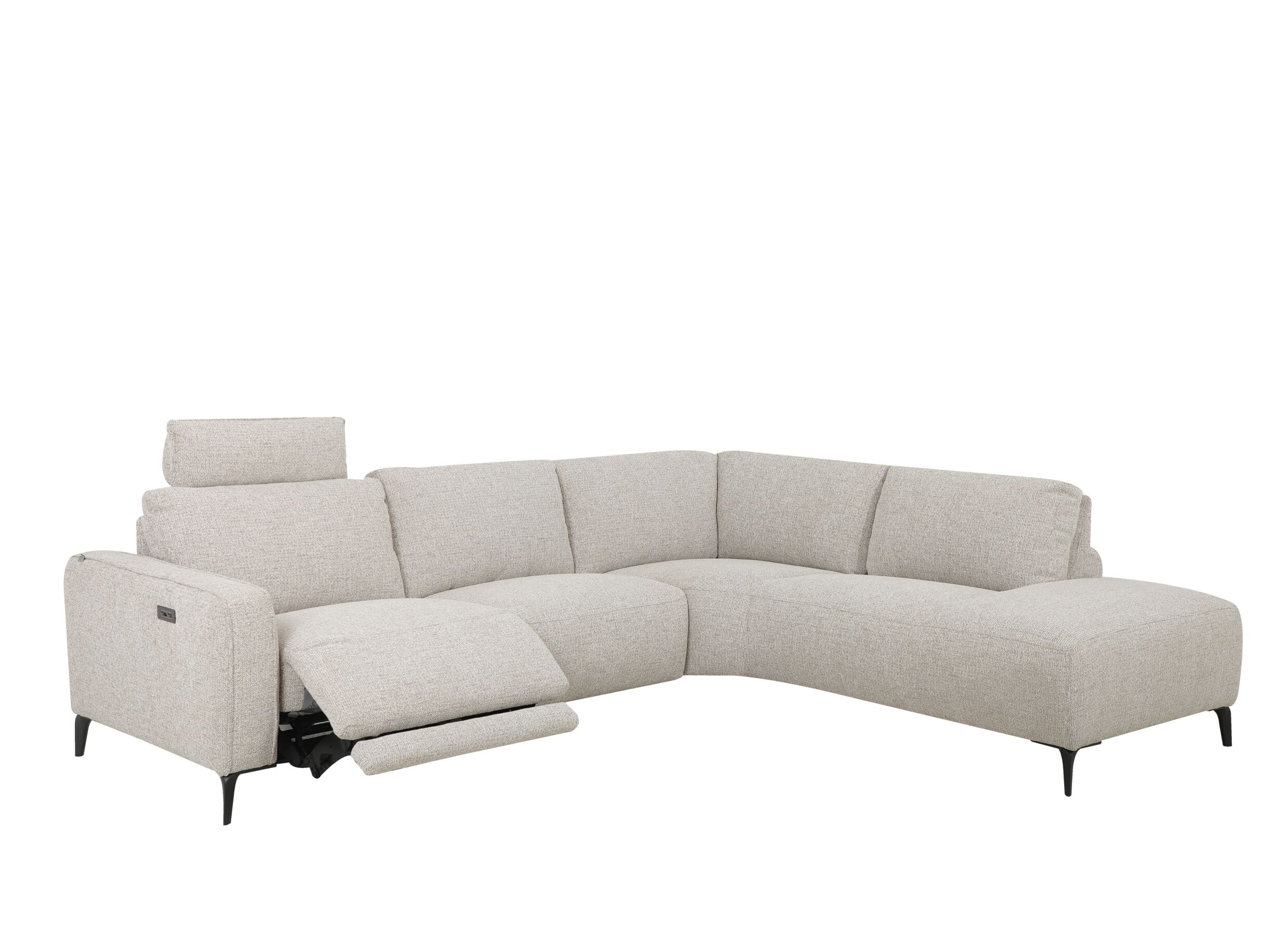 Aperçu - Canapé d'angle Dante 274x226cm - tissu - beige