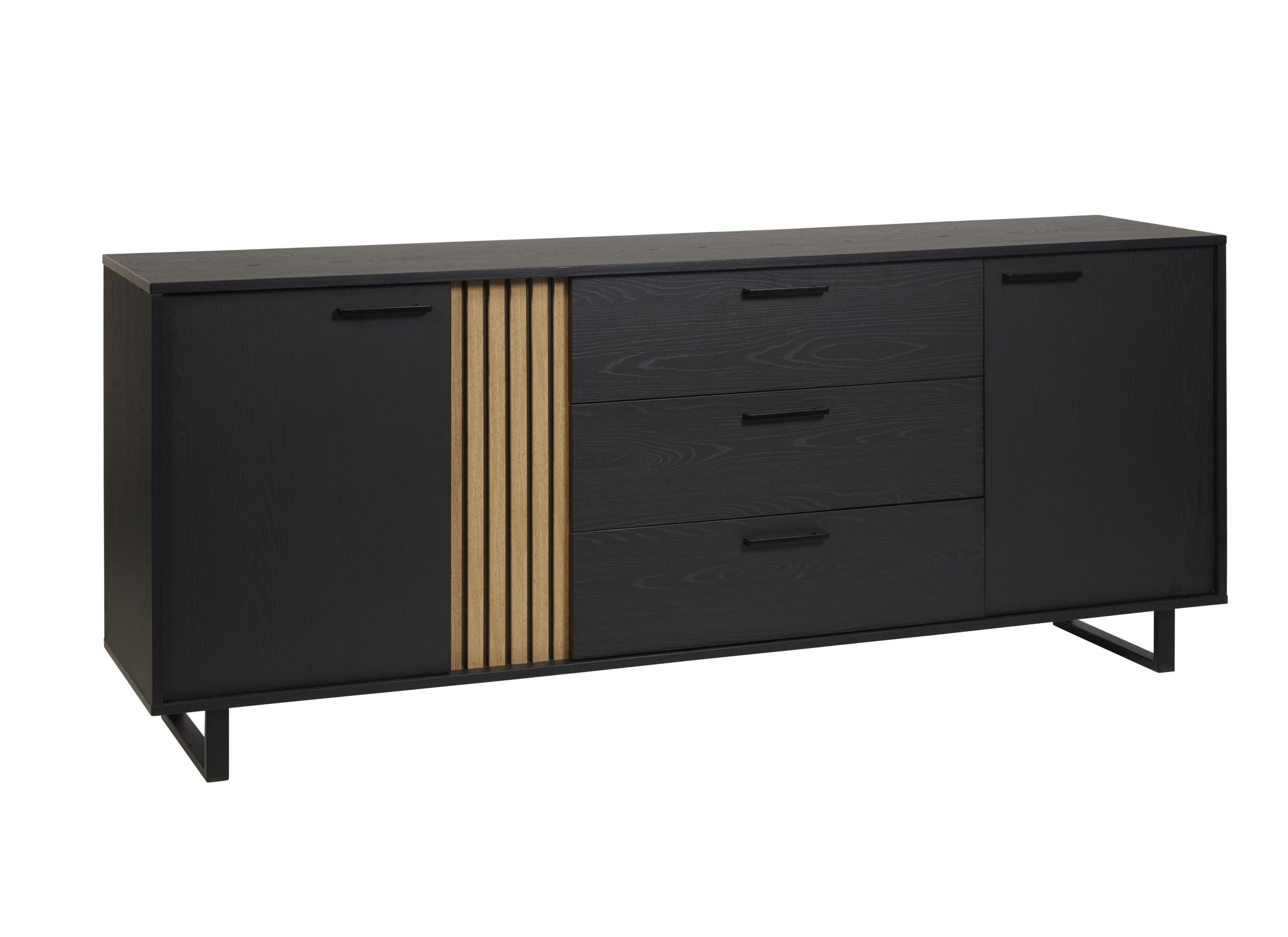 Plus Important - Buffet Faro 216cm - mélamine - noir texturé