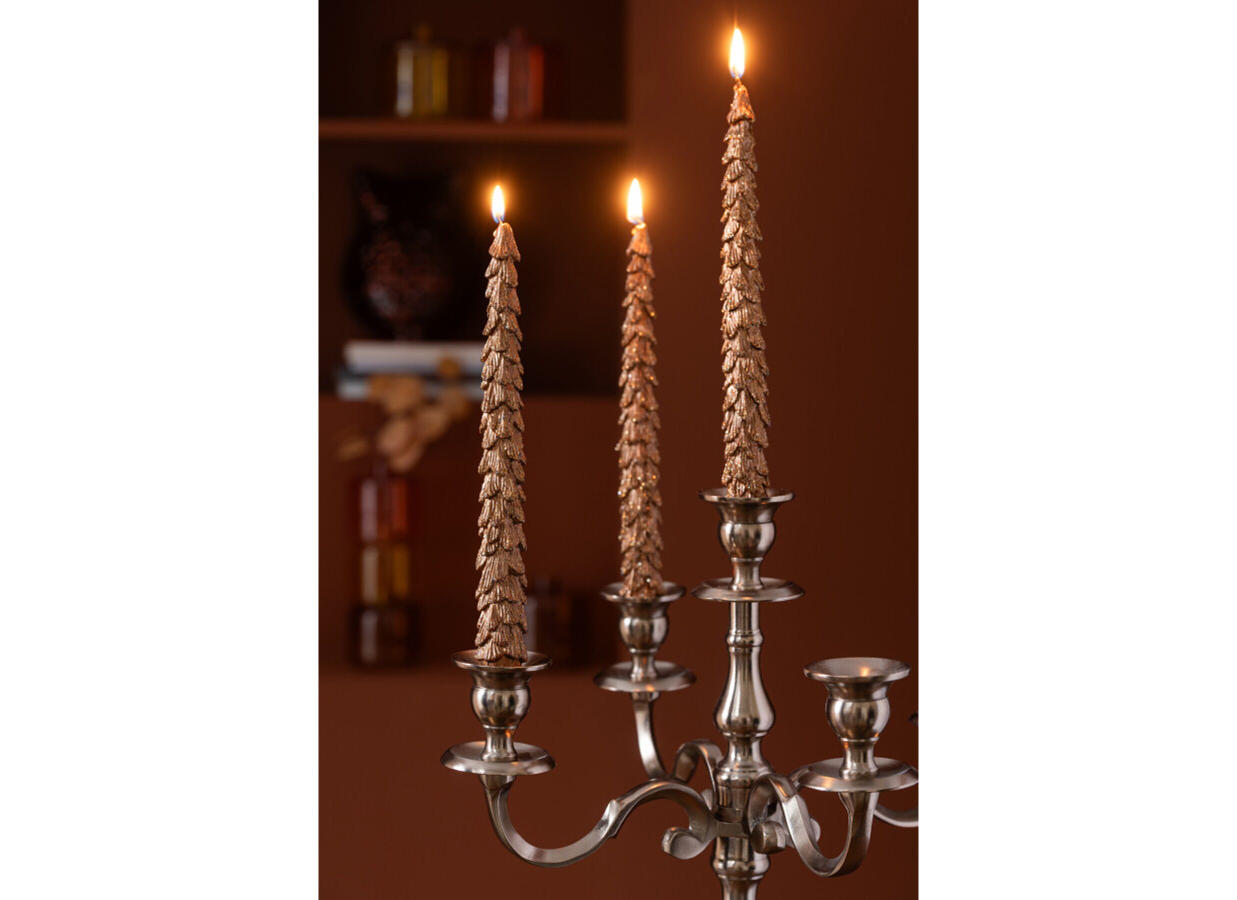 Foto ambiance - Bougie H26,5cm - paraffine - or