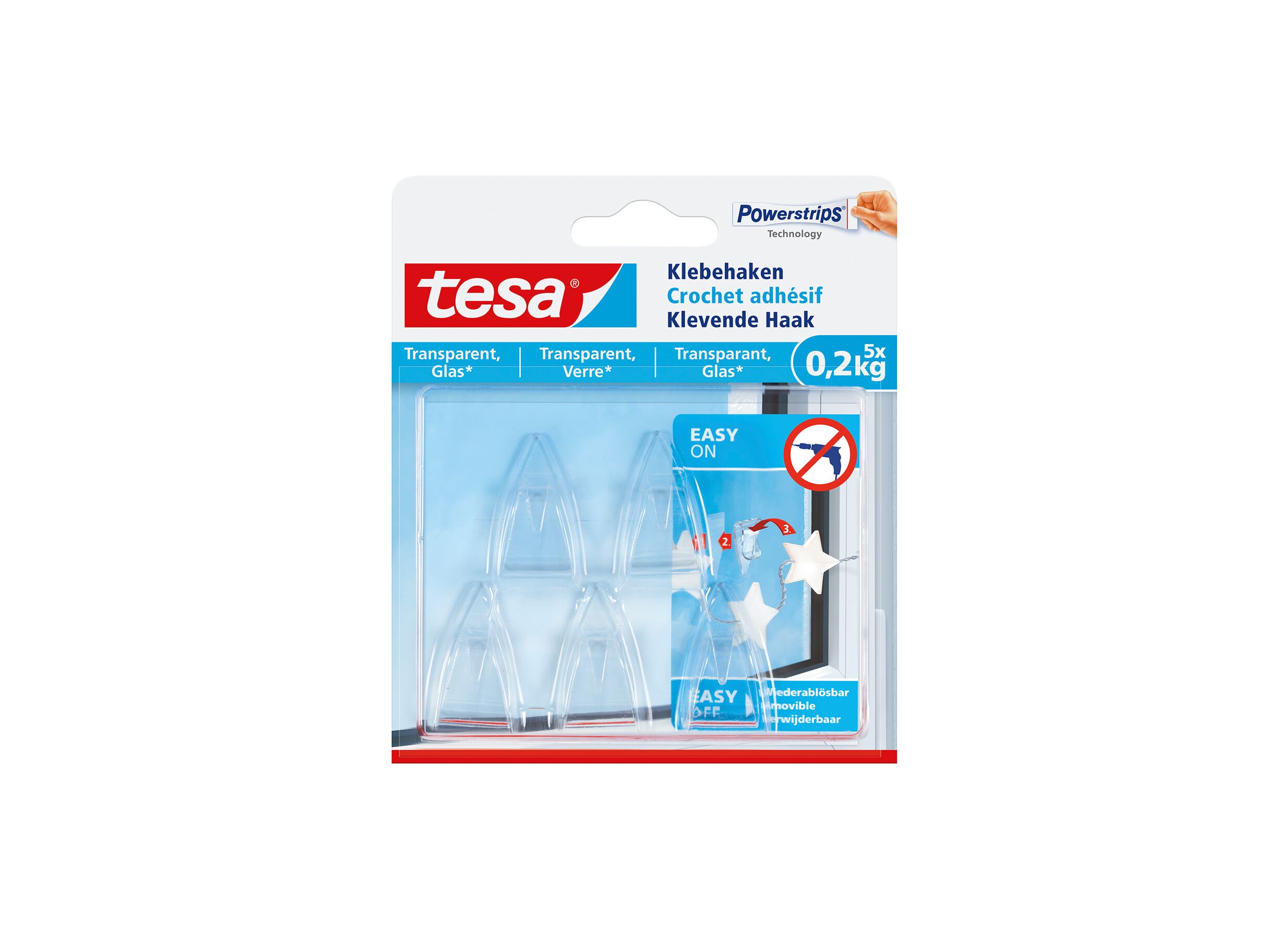 Crochet auto-adhésif tesa 0 - Crochet auto-adhésif tesa 0,2kg, 2 pièces