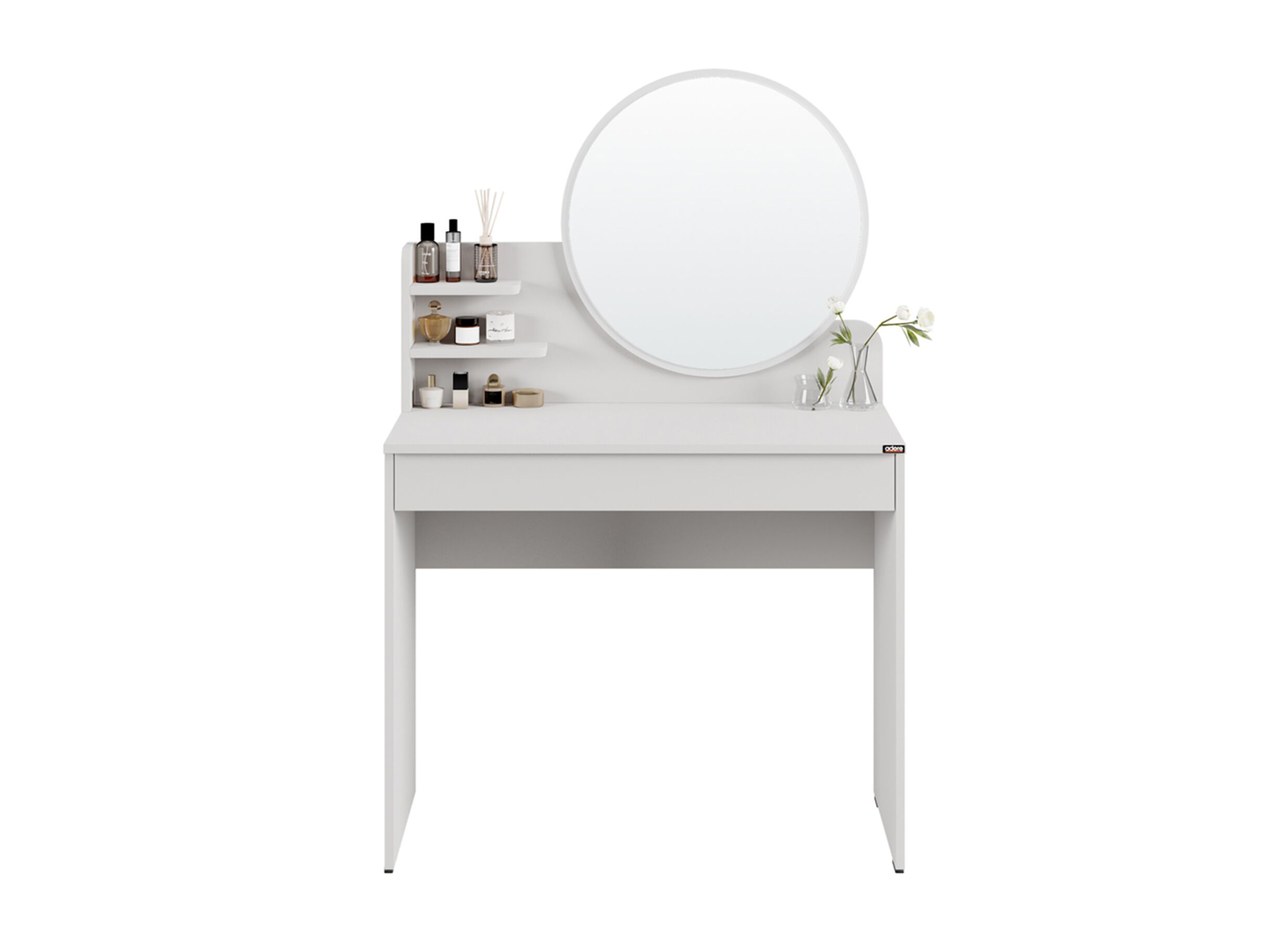 Aperçu - Coiffeuse Cecy avec miroir 90x35x138cm - mélamine - blanc