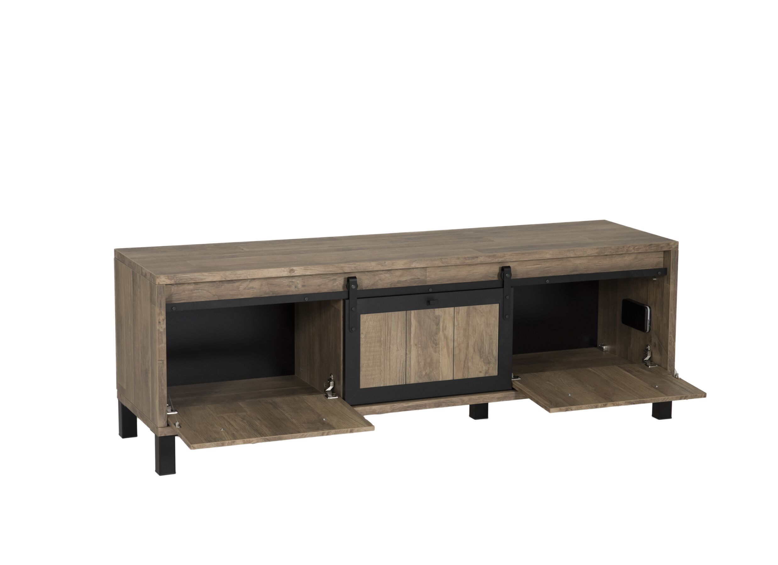 Indeling - Tv-meubel 179cm - meubelplaat - old teak & matt black