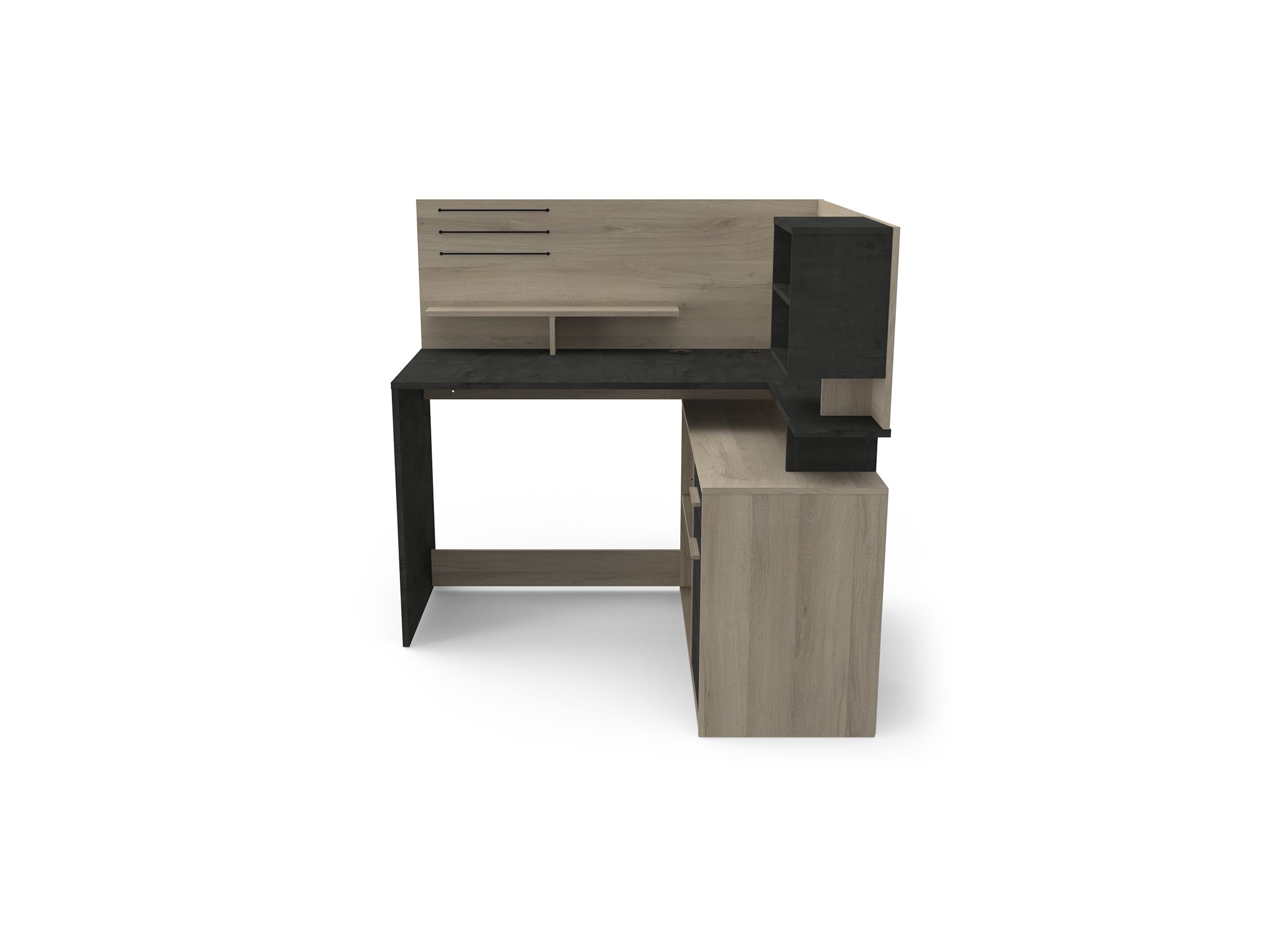 Hoekbureau Malicia 122x116x120cm - meubelplaat - zwart/eik