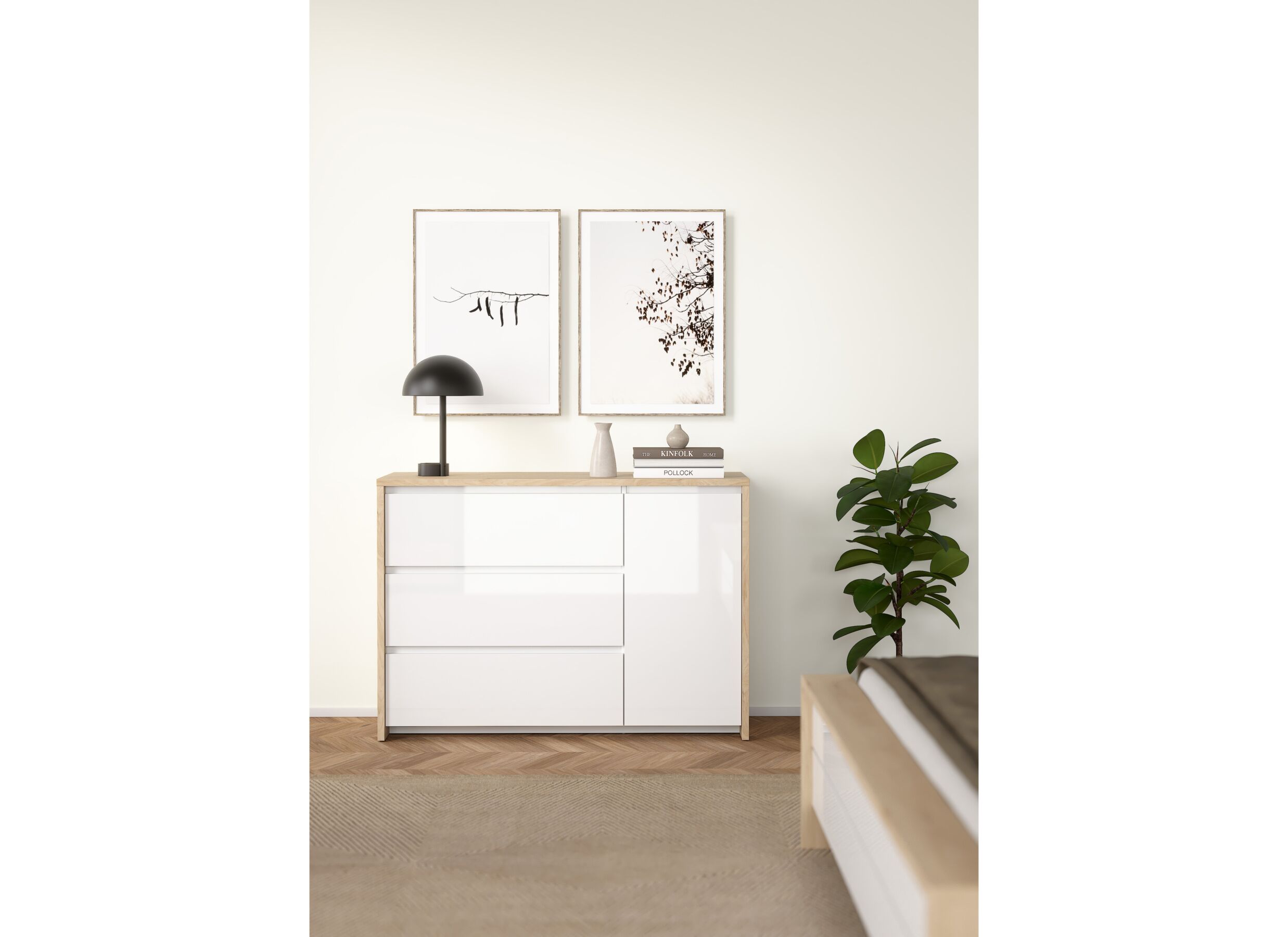 Sfeerfoto - Commode Next 119x48x84cm - decor - wit/jackson hickory