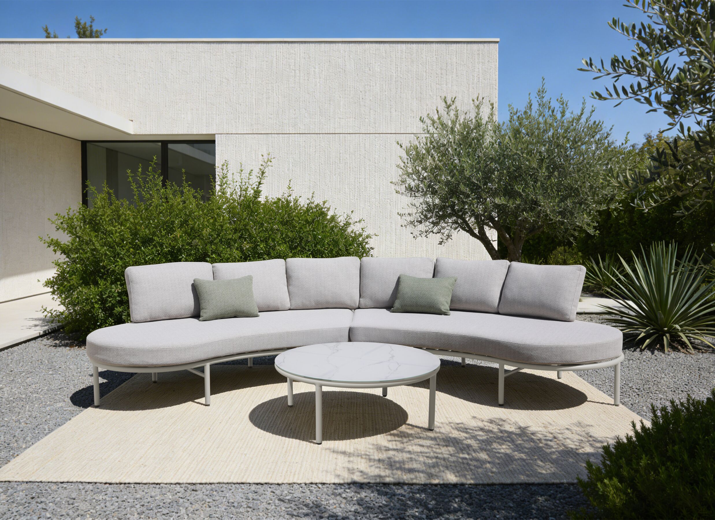 Foto ambiance - Salon lounge Scarabeo 188x188cm - aluminium - coussins en olefin - beige