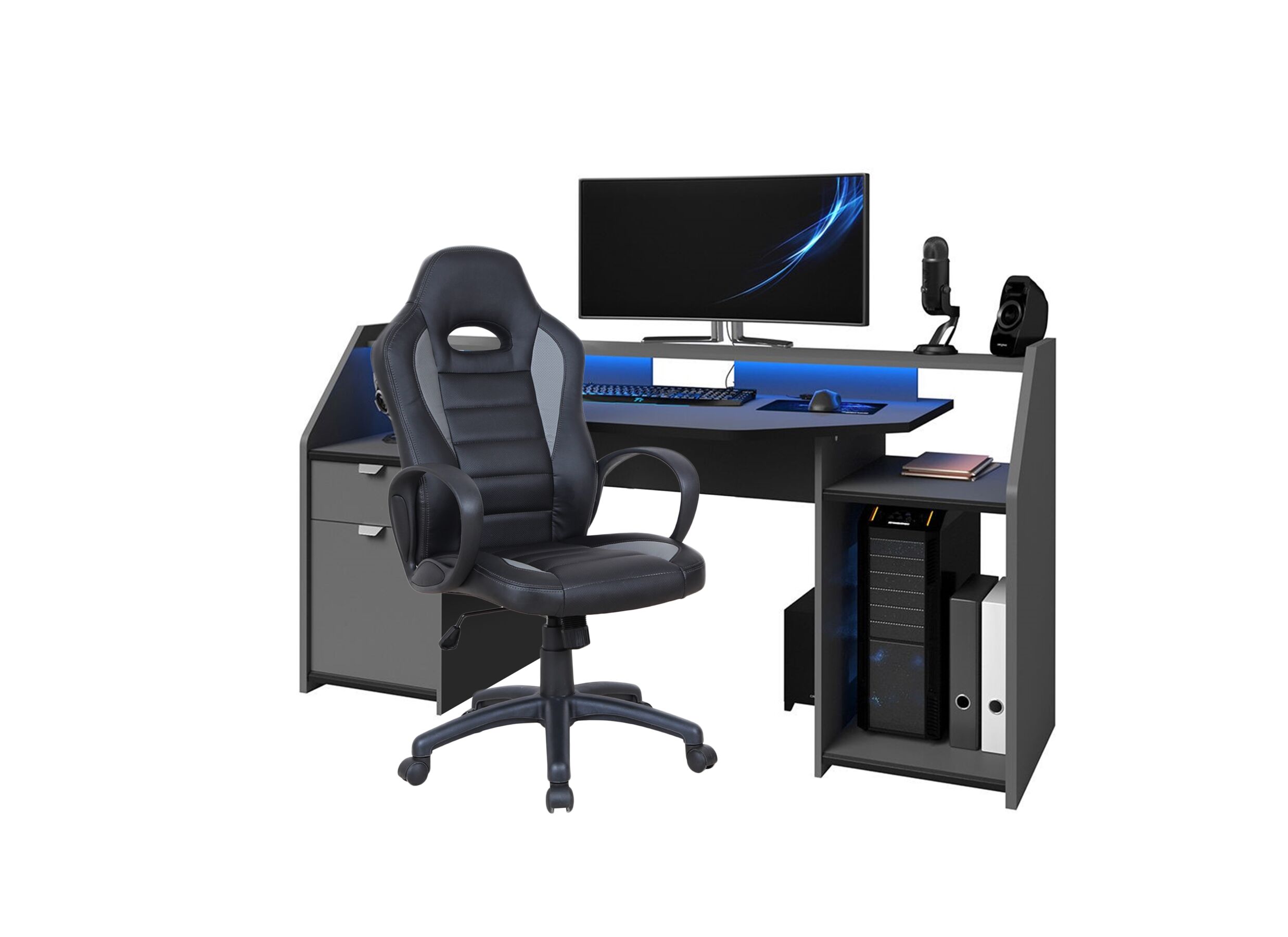 Gamestoel Maquina zwart grijs