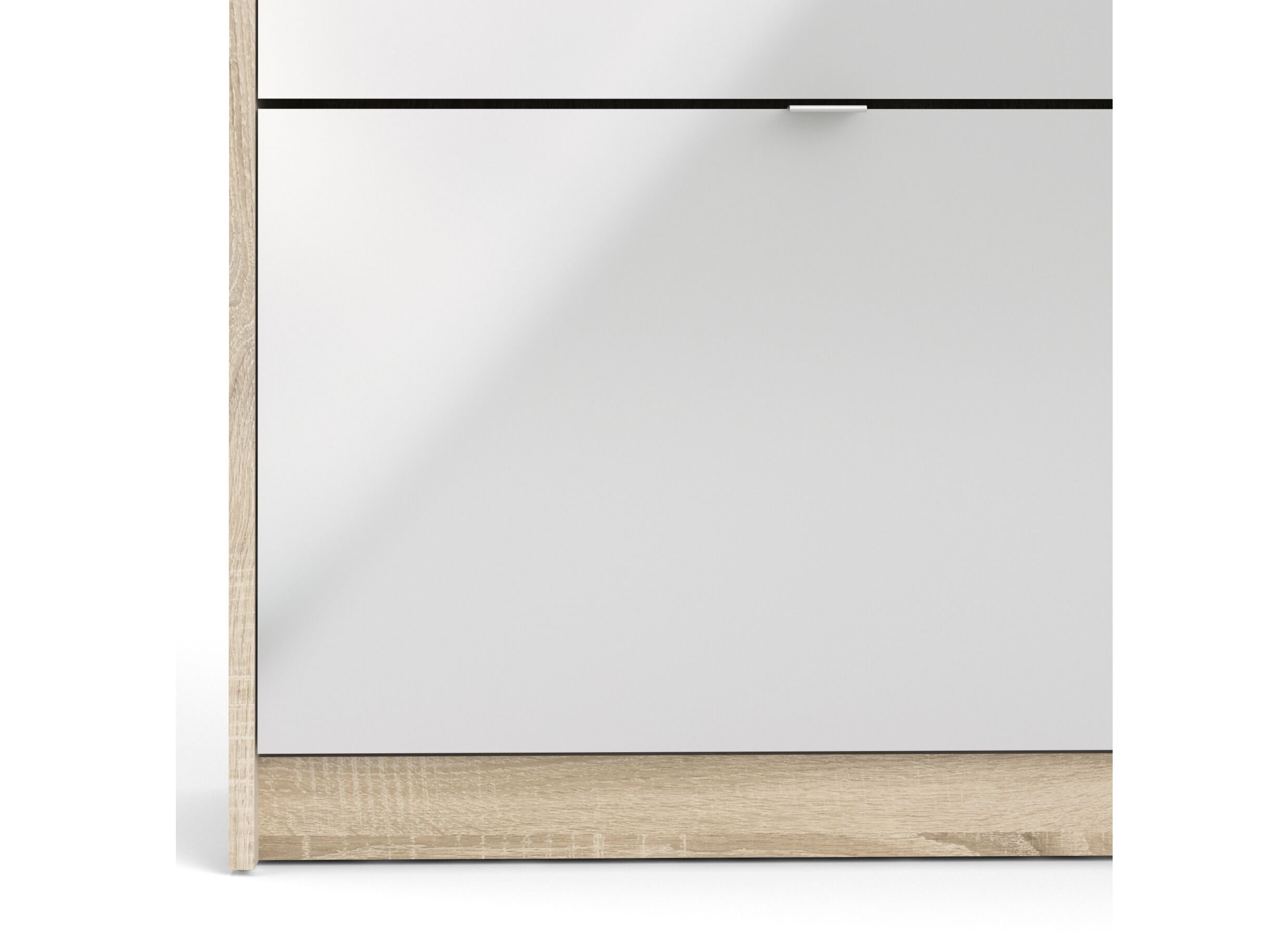 Armoire à chaussures Bright 102x24x125cm - décor - chêne & blanc laqué