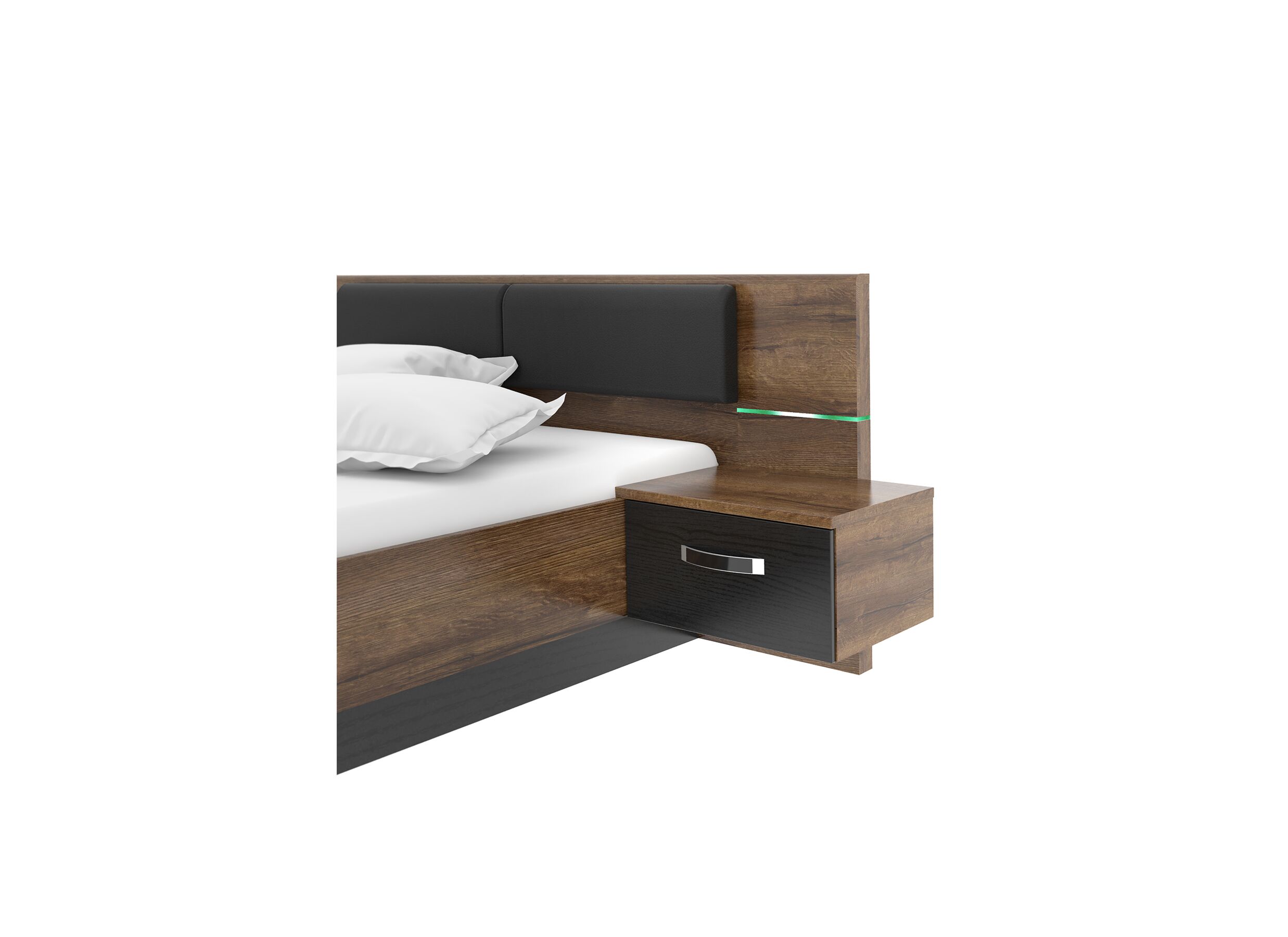 Lit Dolce 180x200cm - panneau décor - mud oak/black oak