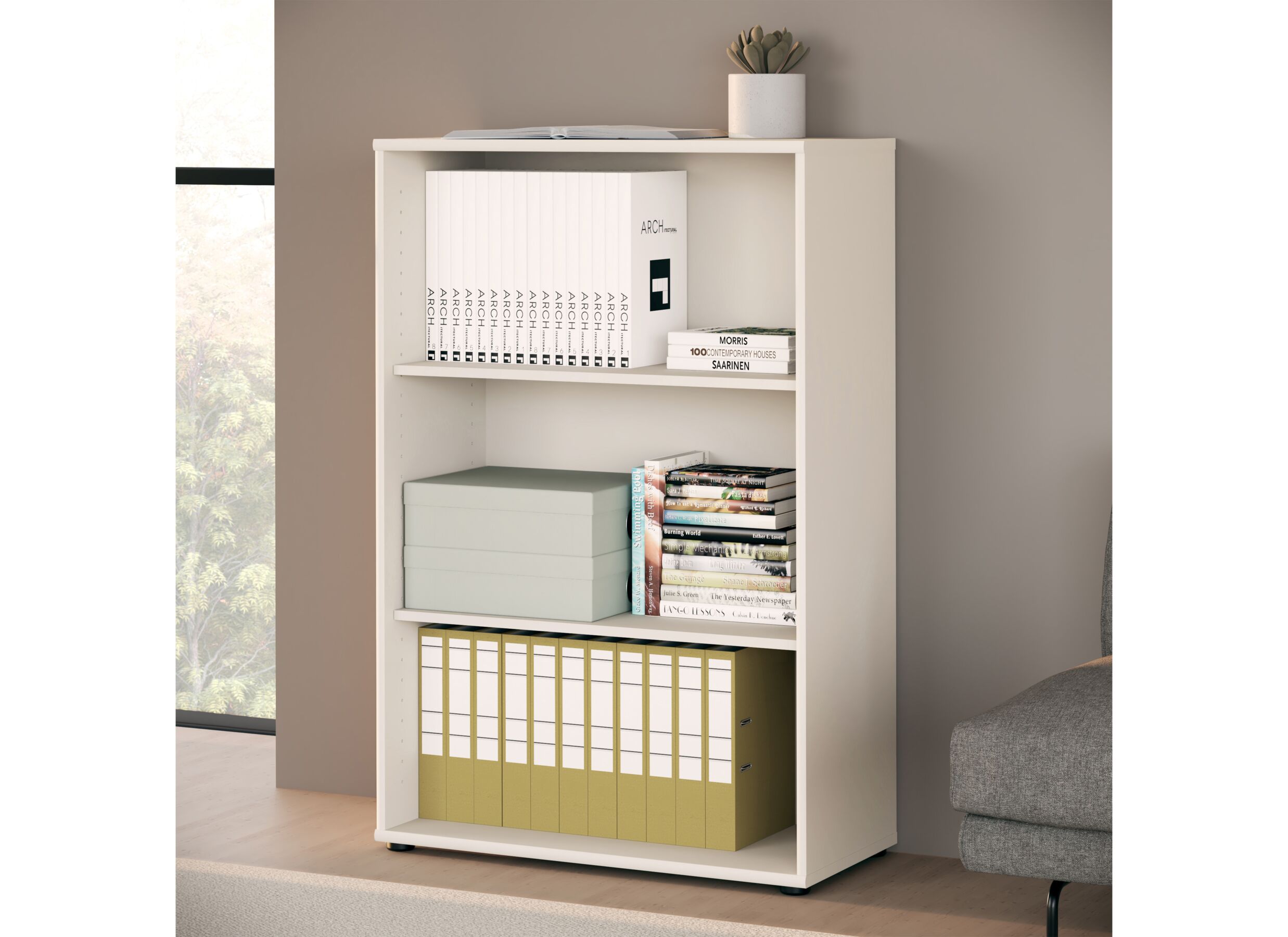 Sfeerfoto - Boekenkast Topic 74x35x111cm - decor - cashmere