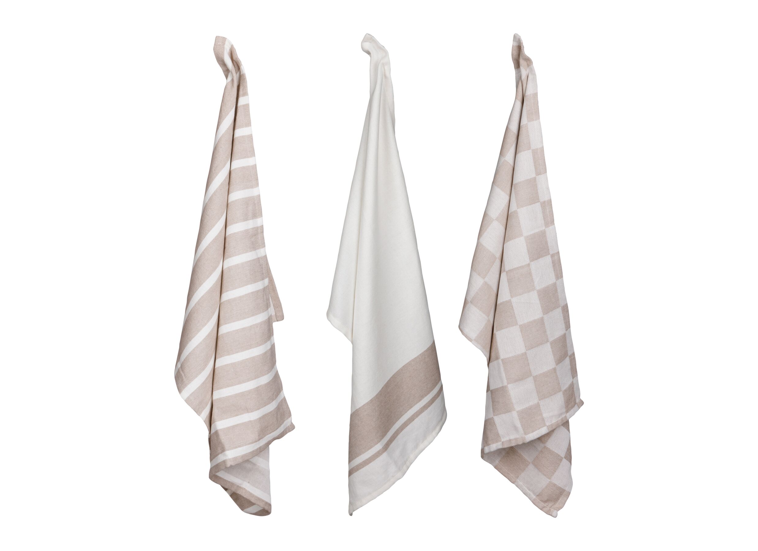 Keukenhanddoek Stoff 70x50cm - katoen - zand set van 3 - Keukenhanddoek Stoff 70x50cm - katoen - zand set van 3