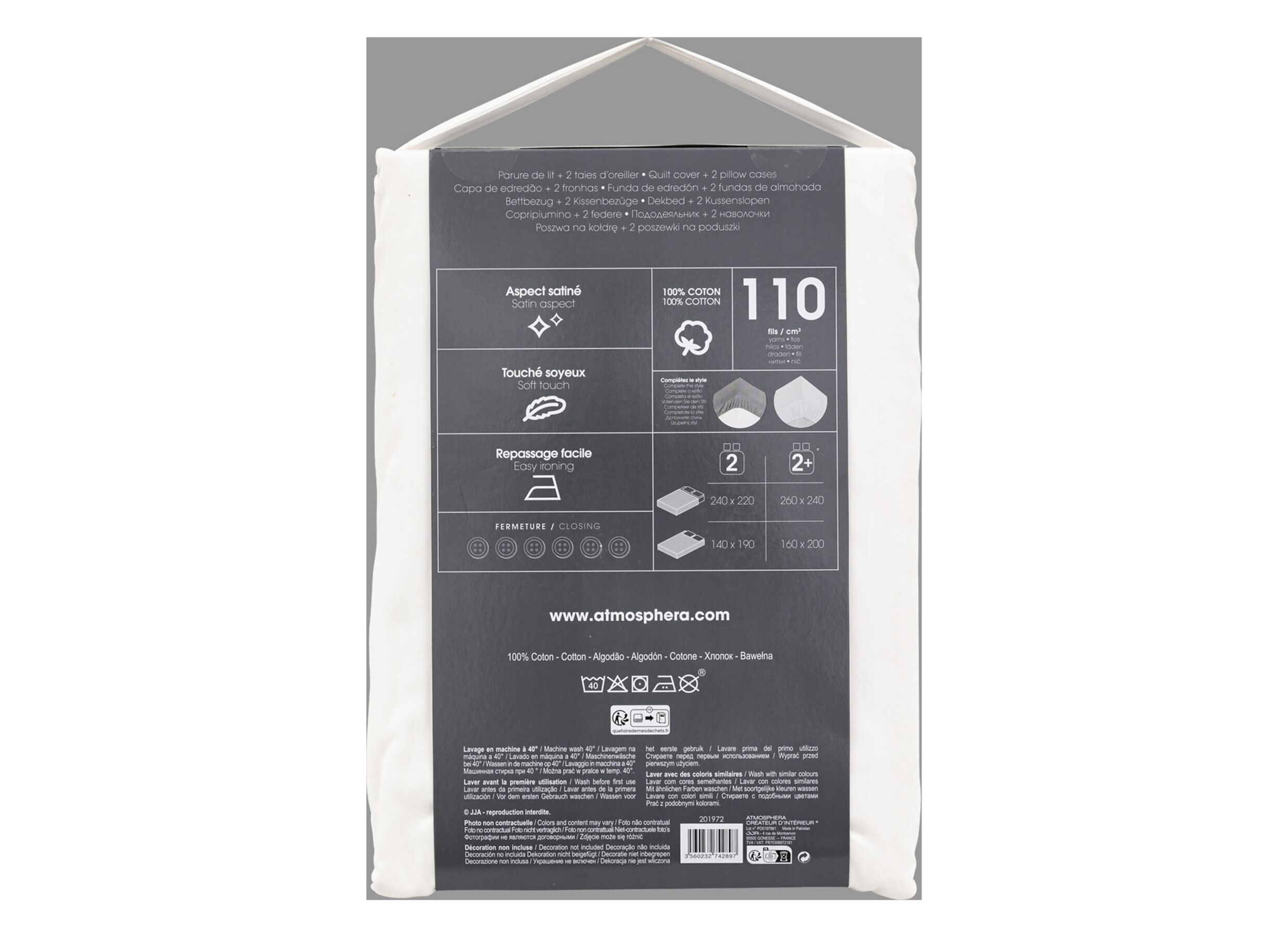 Overzichtsfoto - Dekbedovertrek 240x220cm - katoen - satijn wit