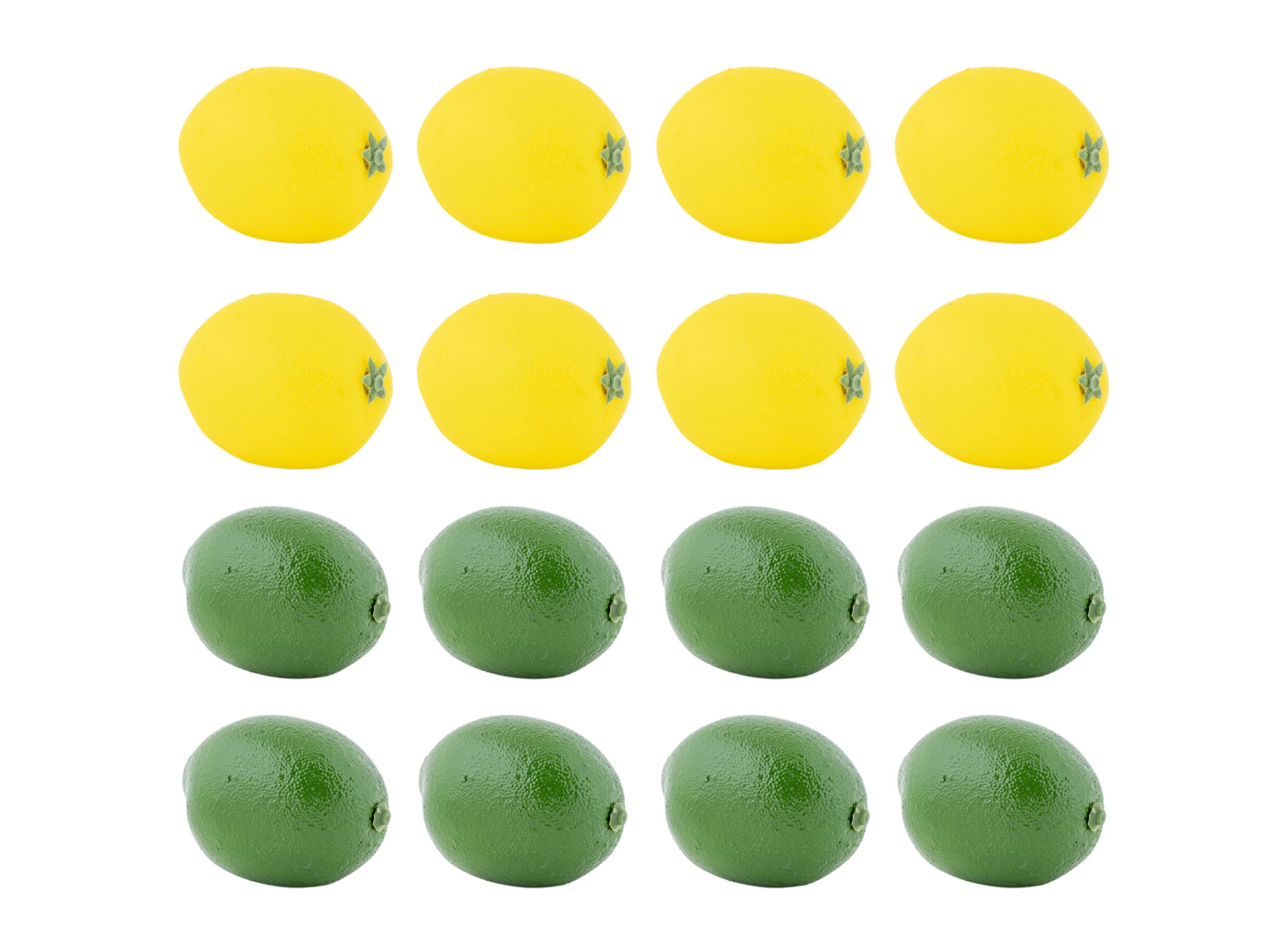 Overzichtsfoto - Deco Citroen 6x4cm - kunststof - geel & groen set van 16