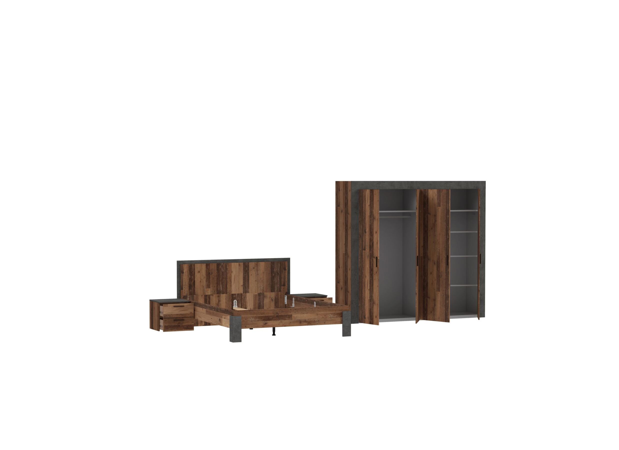 Chambre à coucher Attaylar avec lit 160x200cm - armoire 230cm