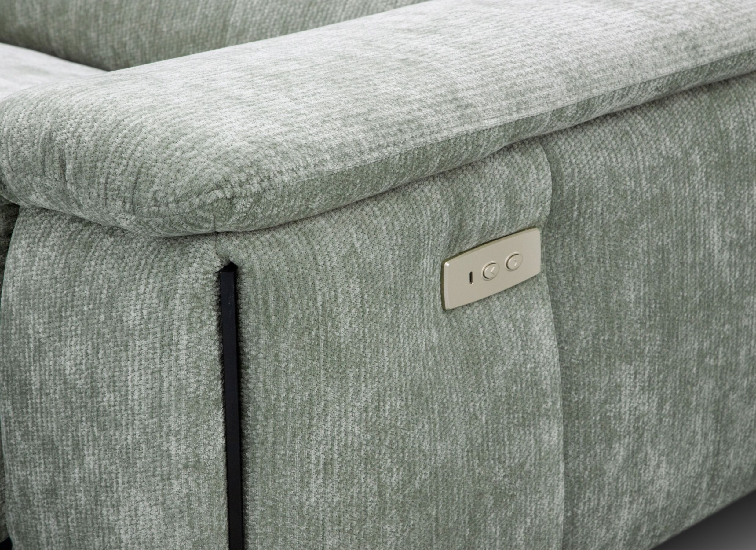 Detail - Canapé d'angle Amira 228x291cm - tissu - vert clair avec relax
