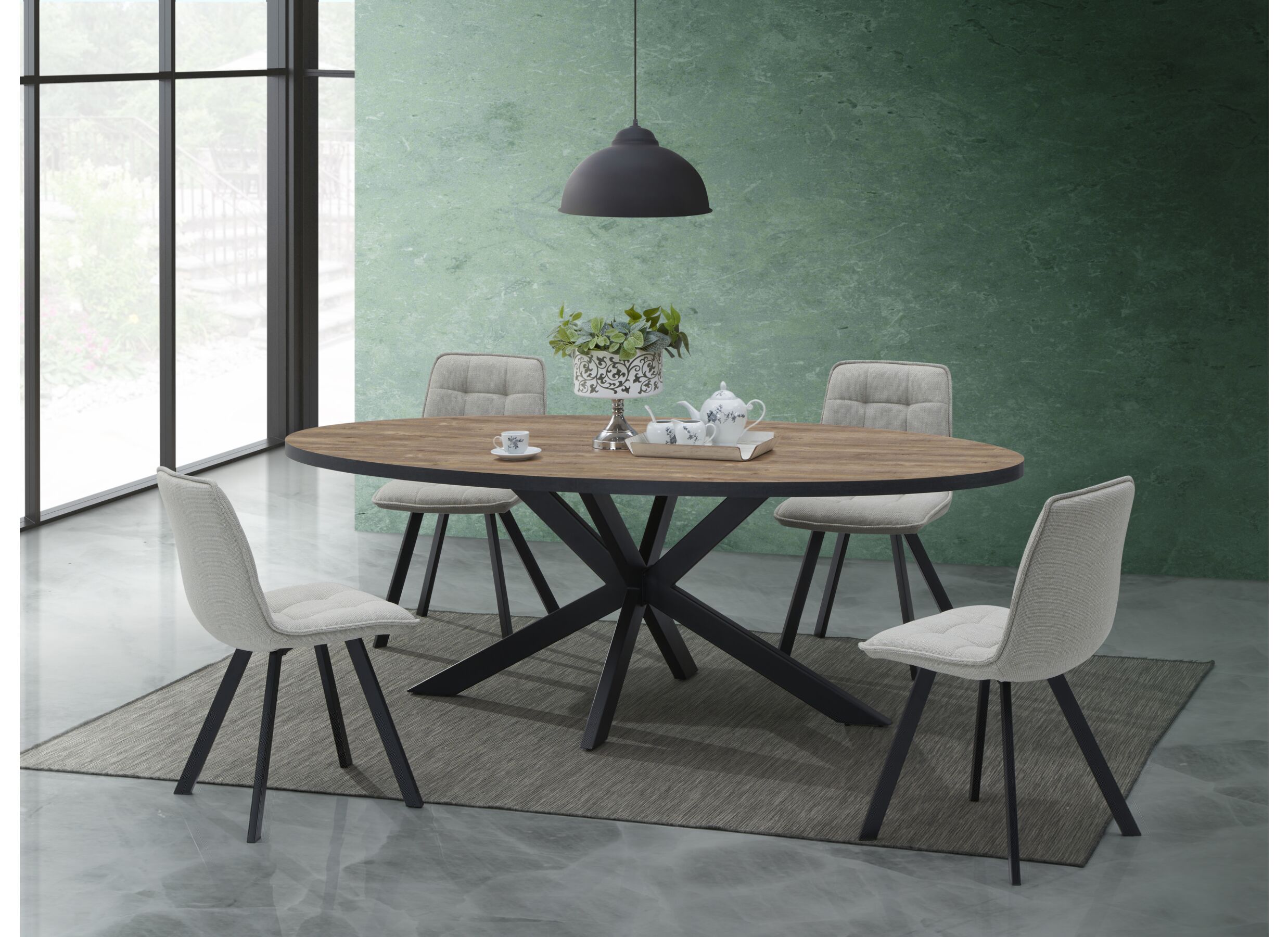 Sfeerfoto - Tafel Estrella Etienne 220x110cm - meubelplaat - industrial oak