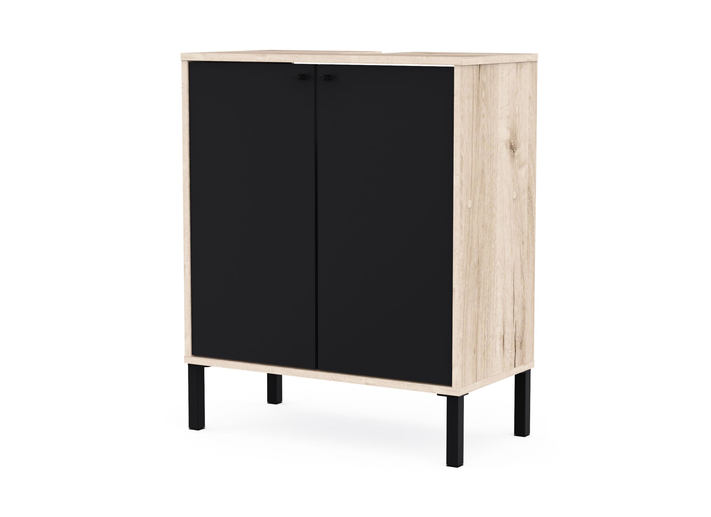 Aperçu - Meuble sous-lavabo Lagon 64x78x33cm - mélamine - chêne royal & noir