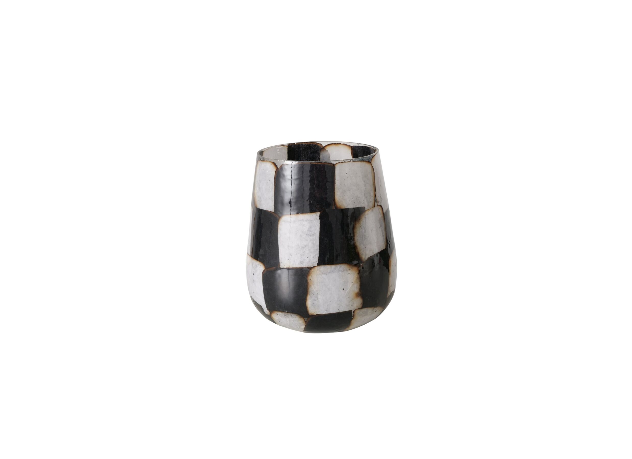 Plus Important - Porte-bougie Medo H14,5cm - verre - noir/blanc