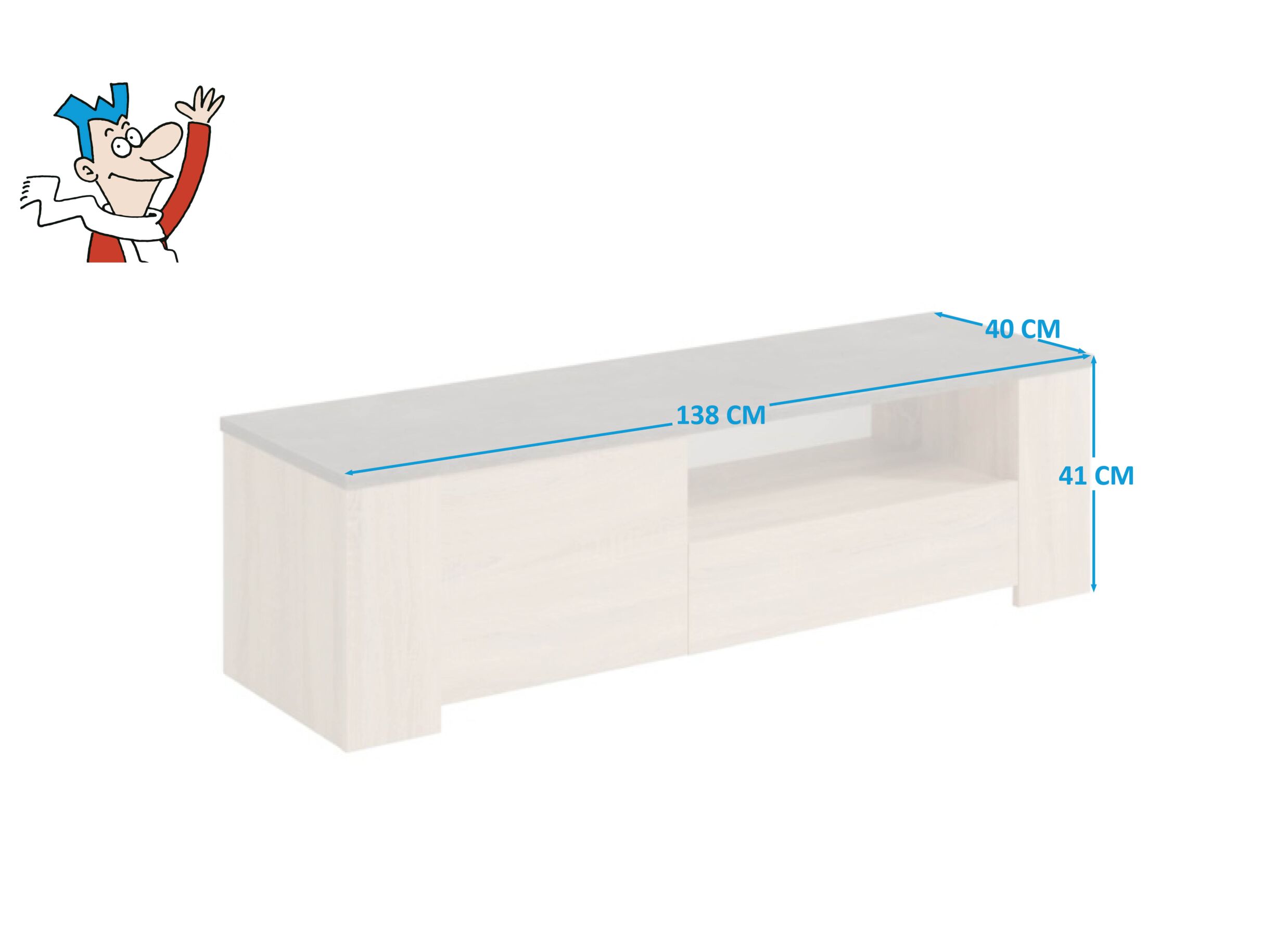Meuble TV Fumay 138cm - décor - chêne & béton
