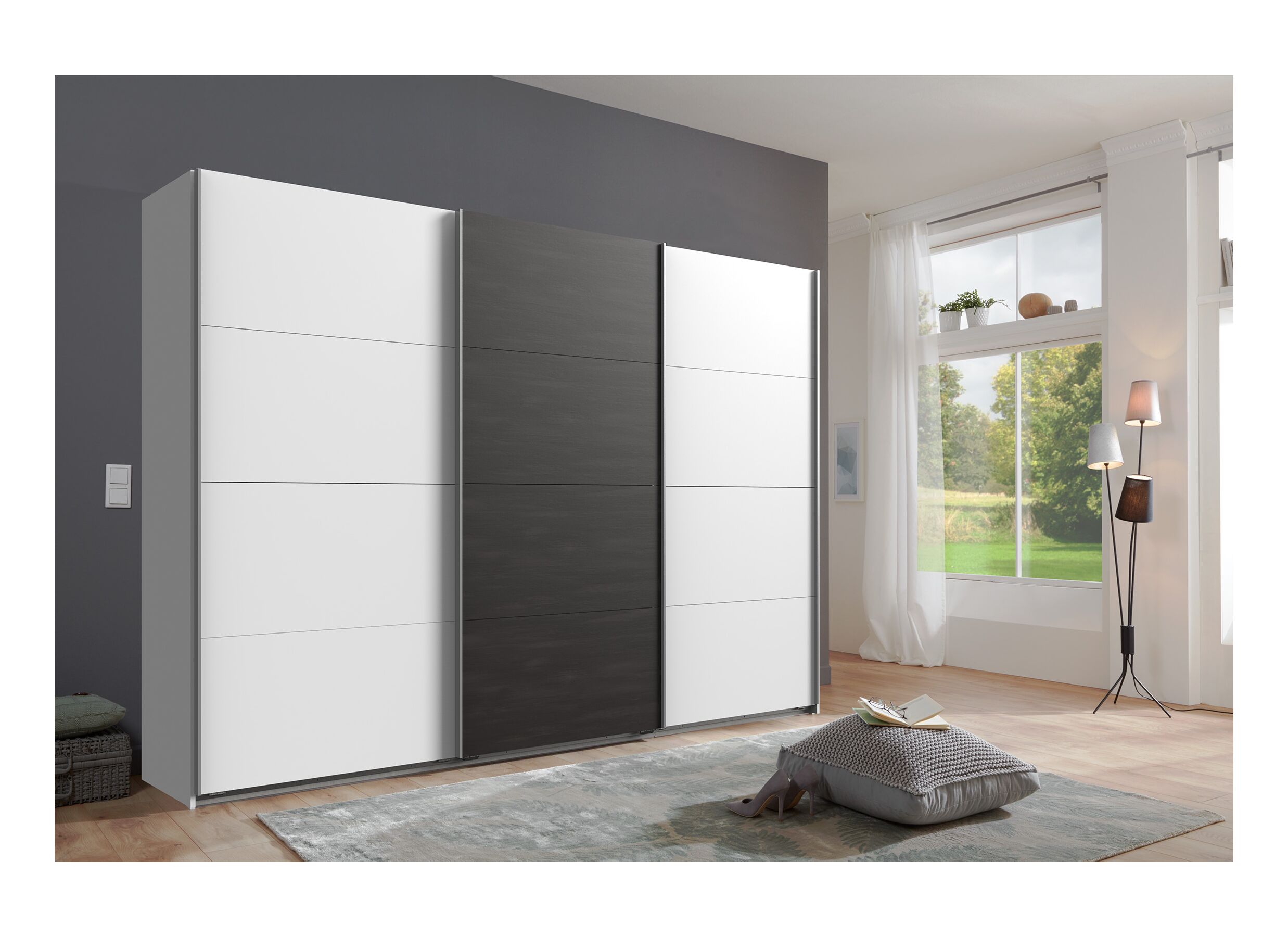 Schuifdeurkast Minden 270cm - decor - wit