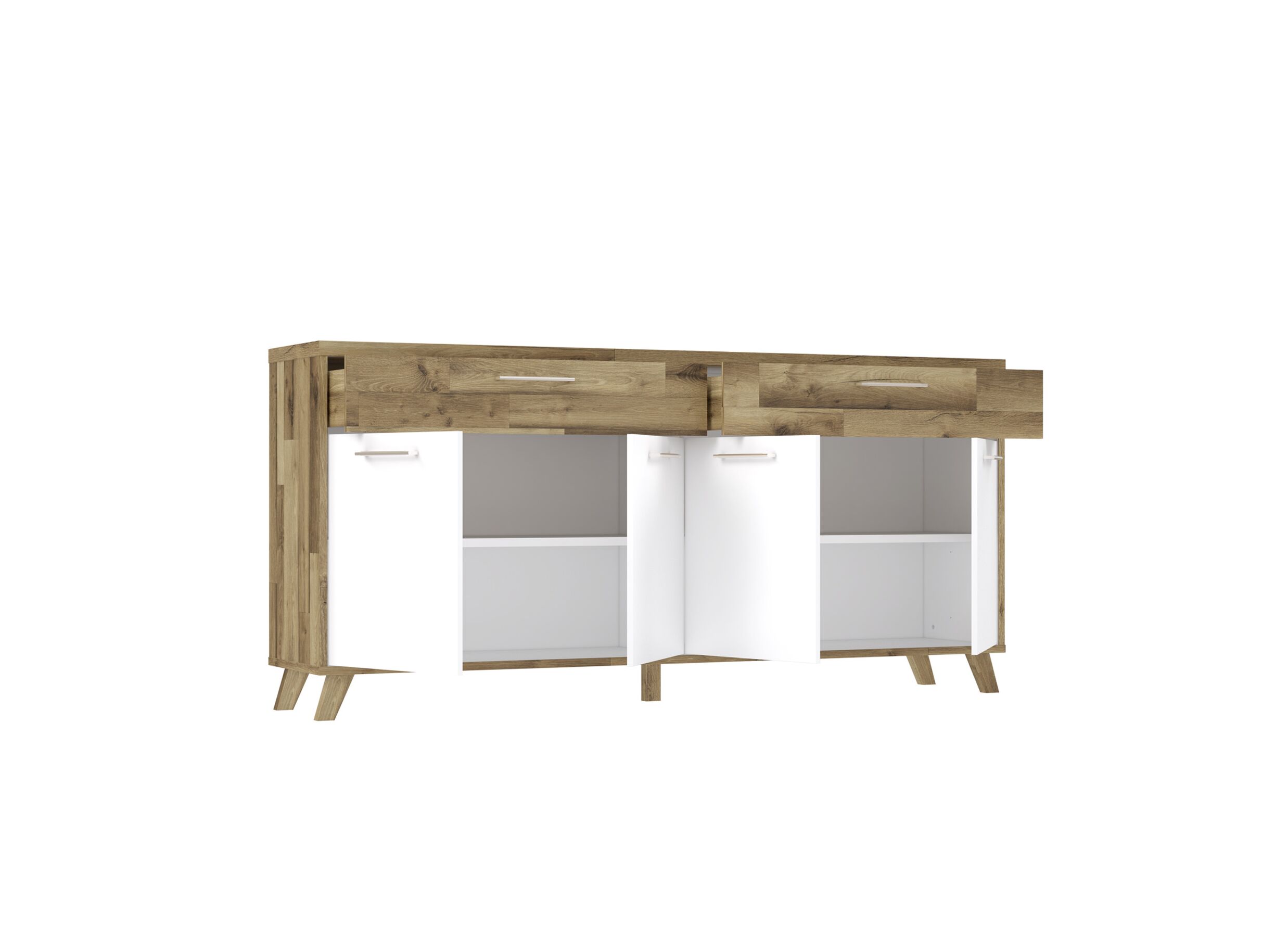 Dressoir Ricciano-II 204cm - meubelplaat - eik/wit