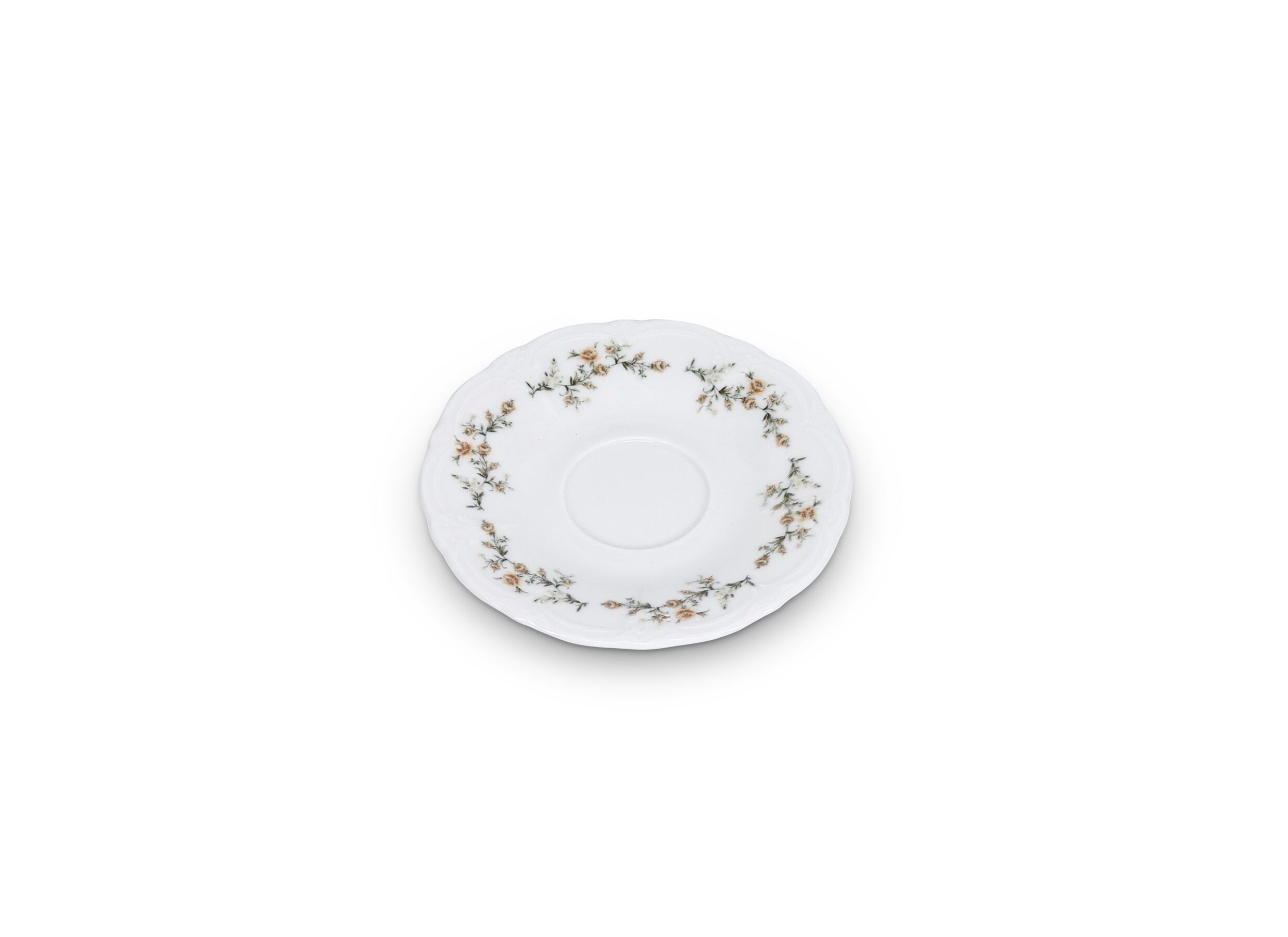 Aperçu - Soucoupe Retro Brown Flower Ø12cm - porcelaine - blanc