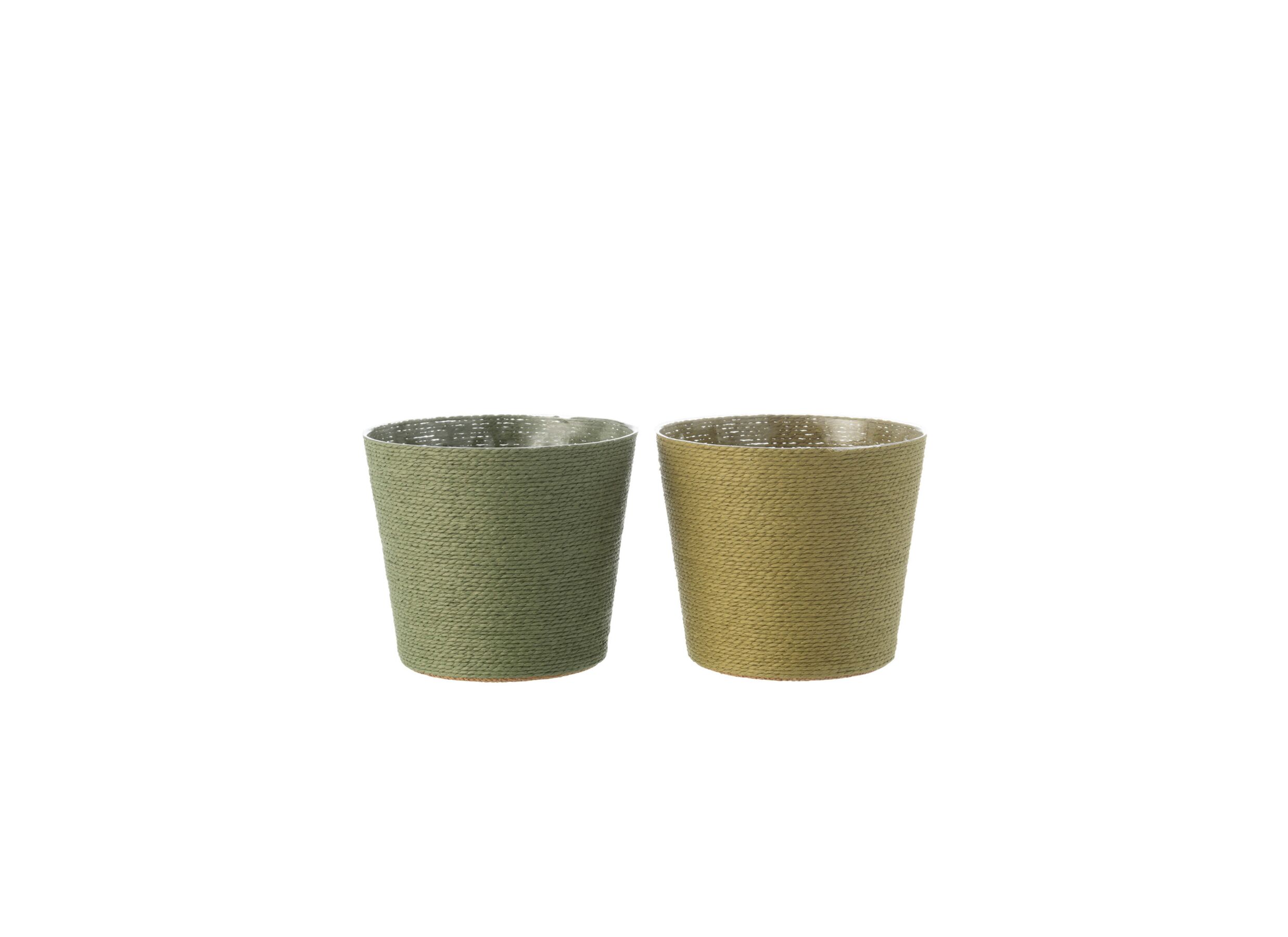 Bloempot H15cm - kunststof & papier - groen - Cache-pot H15cm - plastique & papier - vert