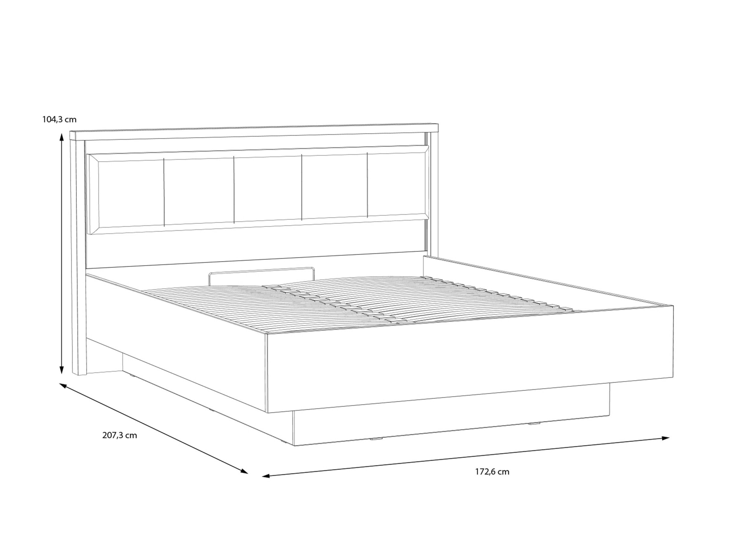 Dimensions - Lit Hayato 160x200cm - décor - brun & noir avec rangement