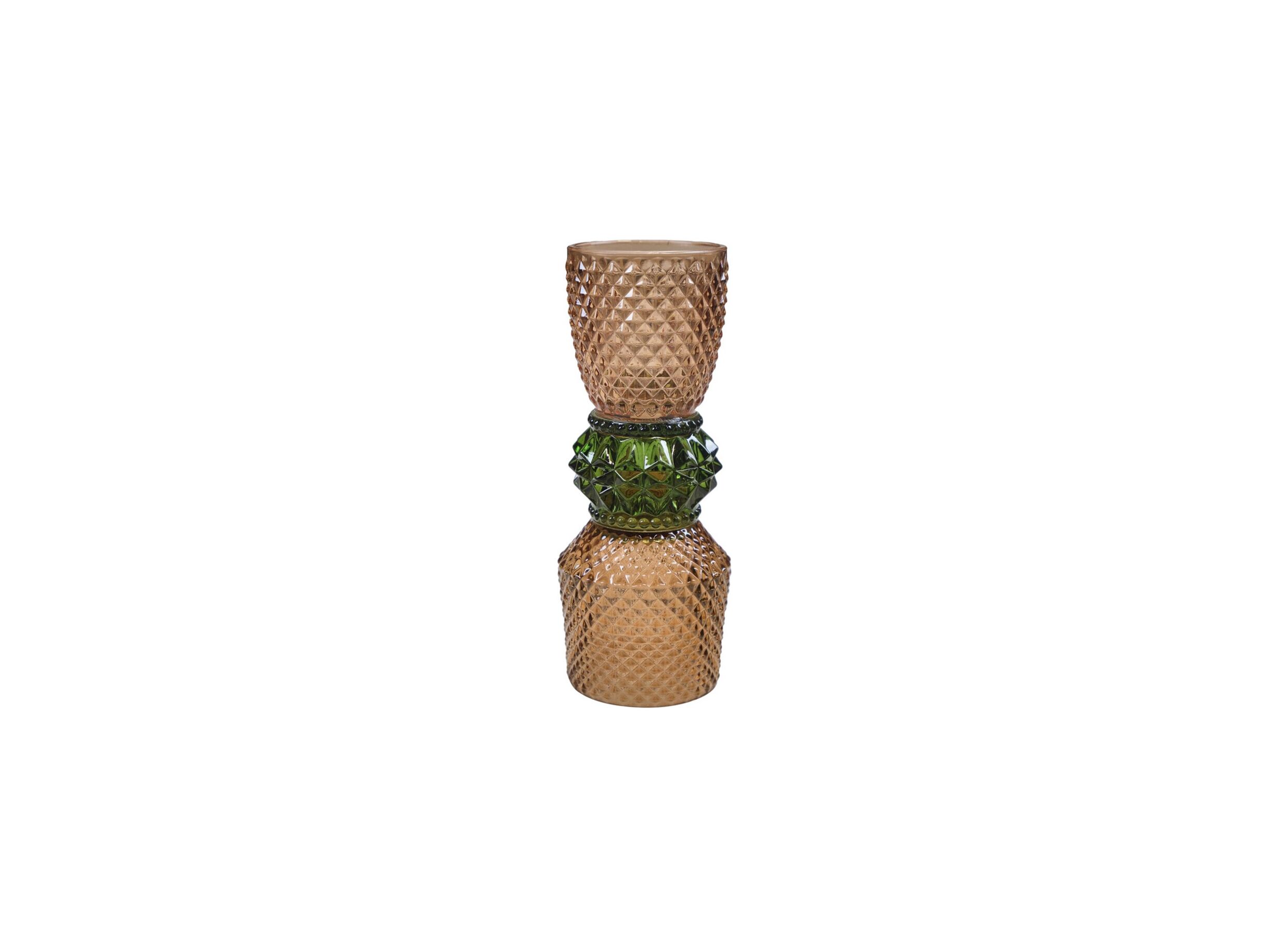Kandelaar H18cm - glas - amber/groen - Chandelier H18cm - verre - ambre/vert