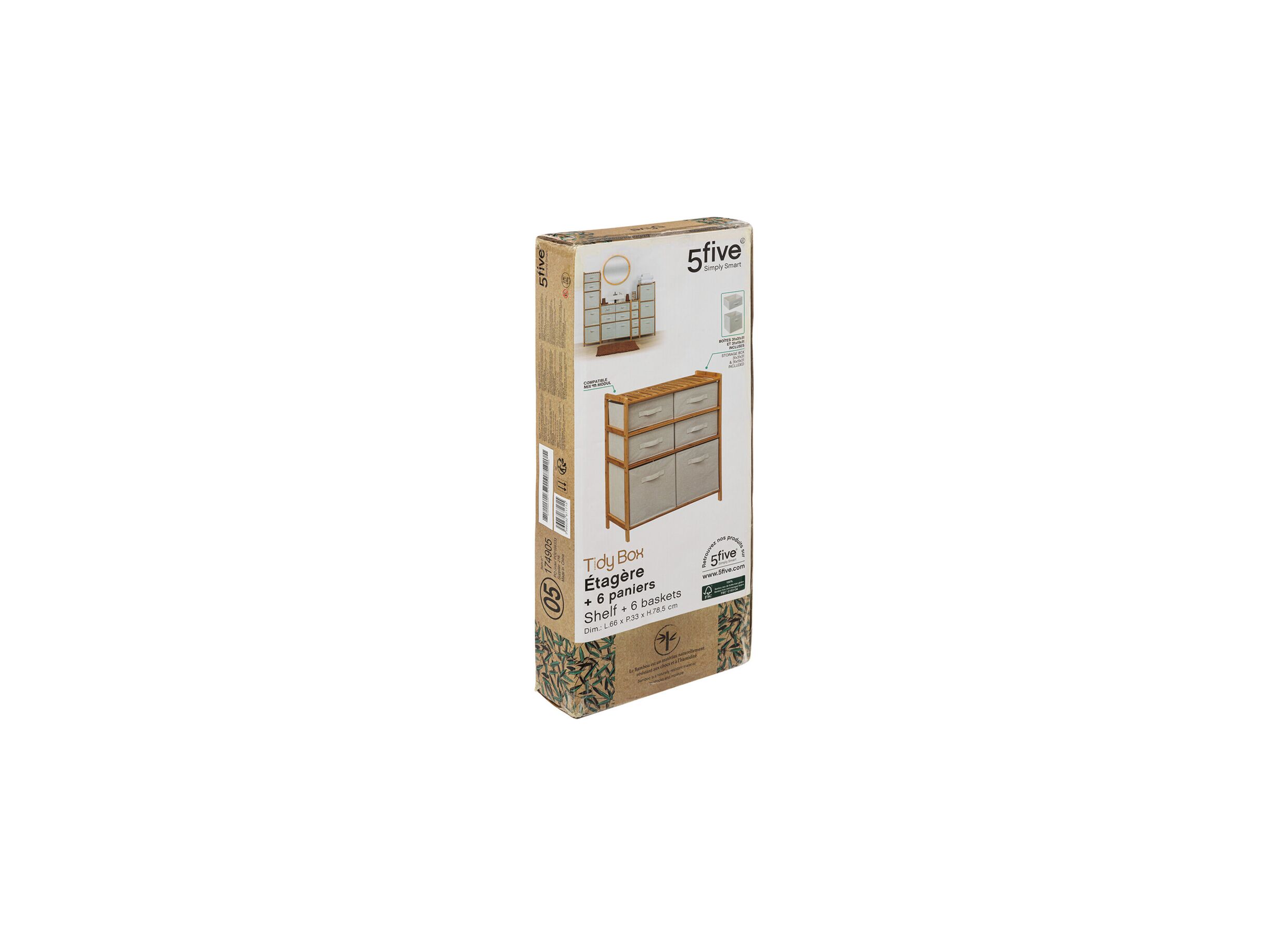 Ladekast Tidy 66x33x78,5cm - bamboe - naturel