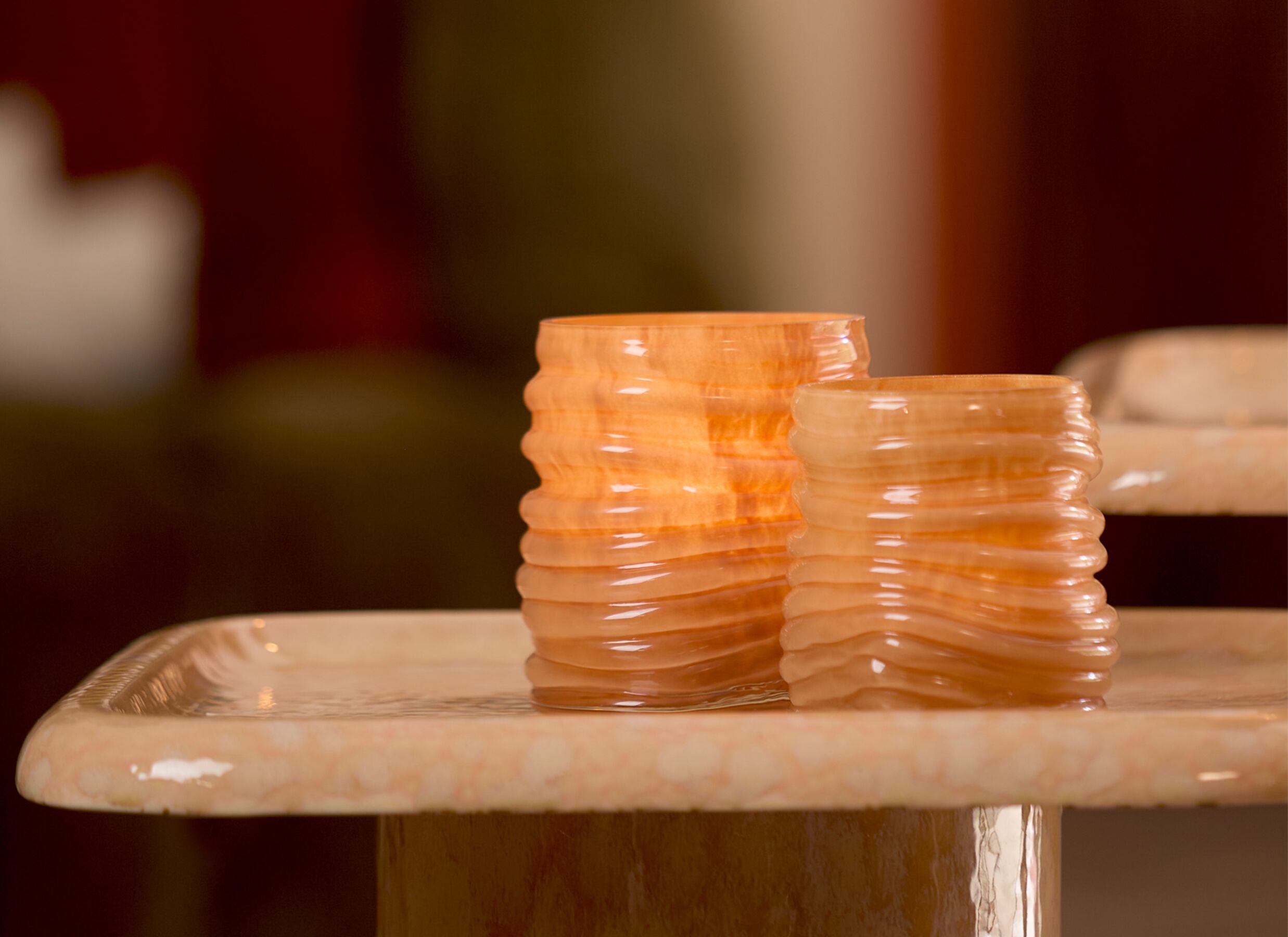 Foto ambiance - Photophore Milyan H10cm - verre - orange