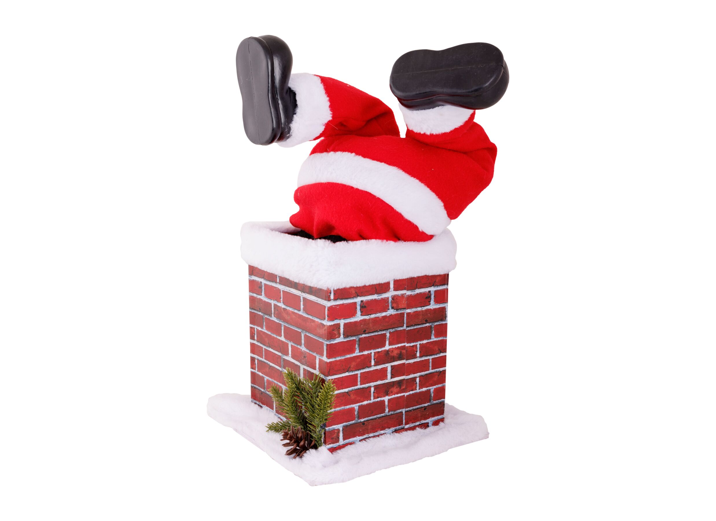 Kerstdecoratie Santa Moving Legs Chimney H44cm - kunststof - multicolor - Kerstdecoratie Santa Moving Legs Chimney H44cm - kunststof - multicolor
