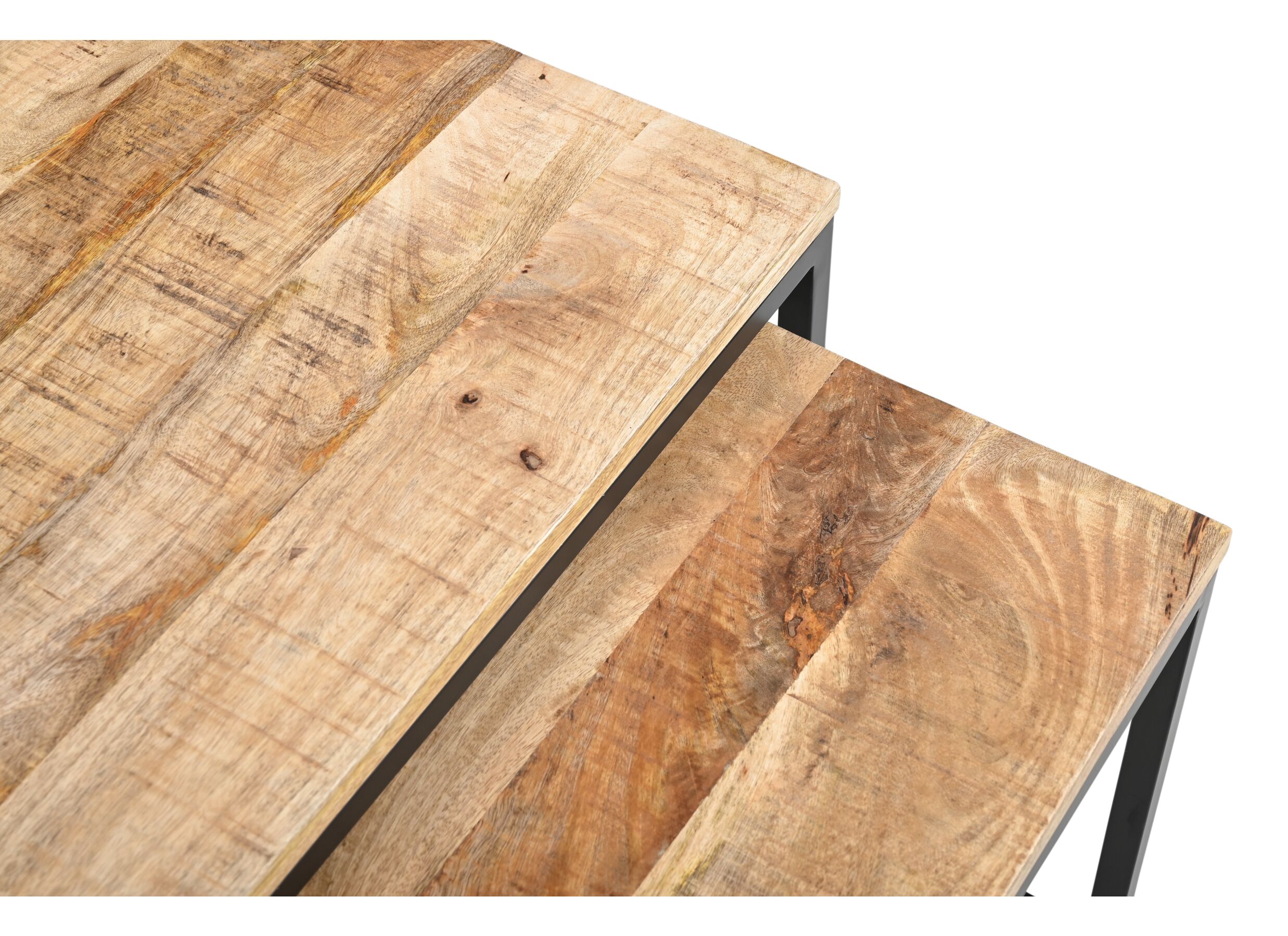 Detail - Table d'appoint Lina 60x60cm lot de 2 - bois massif - naturel