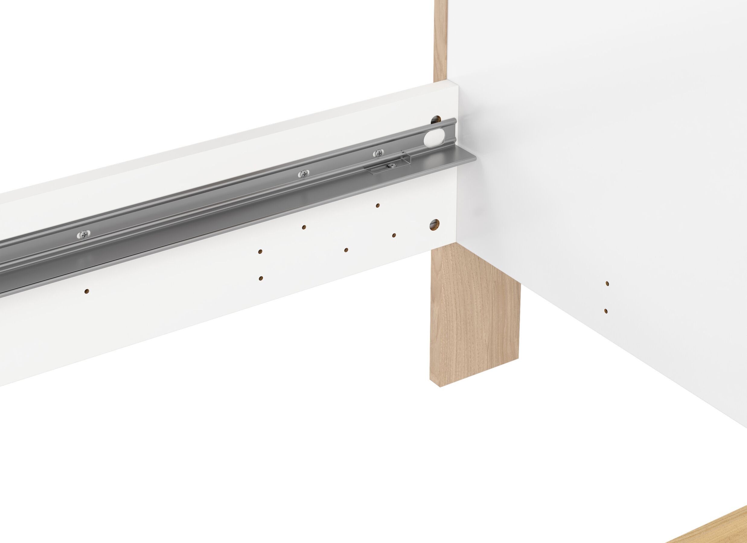 Detailfoto - Bed Next 140x200cm - melamine - glanzend wit & jackson hickory