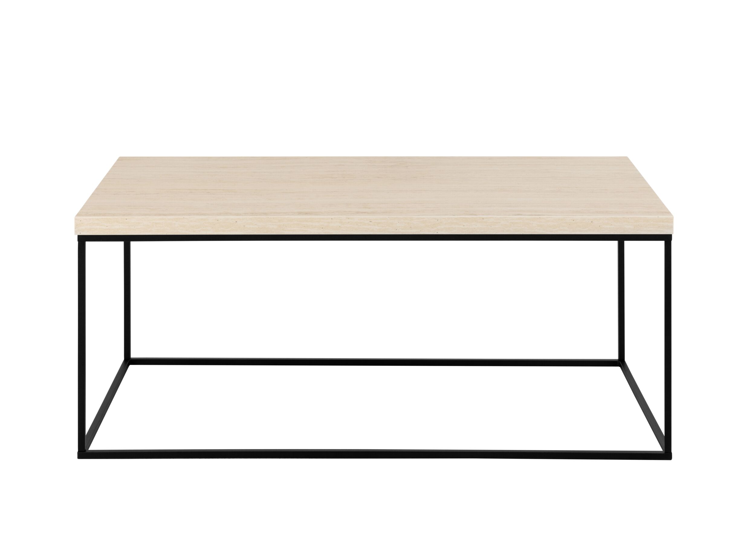 Salontafel 110x55x45cm - decor & staal - travertijn look & zwart - Table basse 110x55x45cm - décor & acier - look travertin & noir