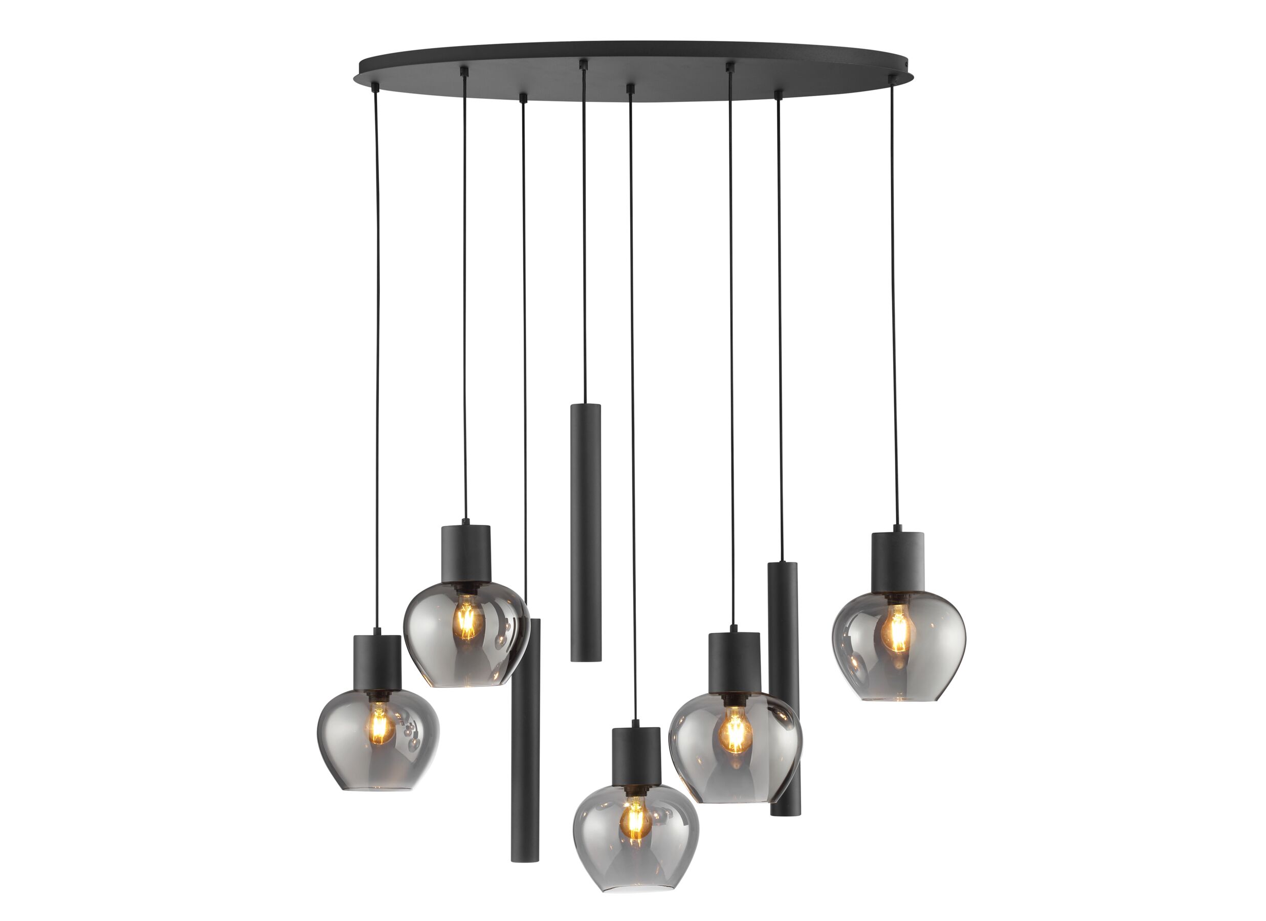 Overzichtsfoto - Hanglamp Nuvia 5x20W E27 & 3x10W GU10 - metaal - zwart