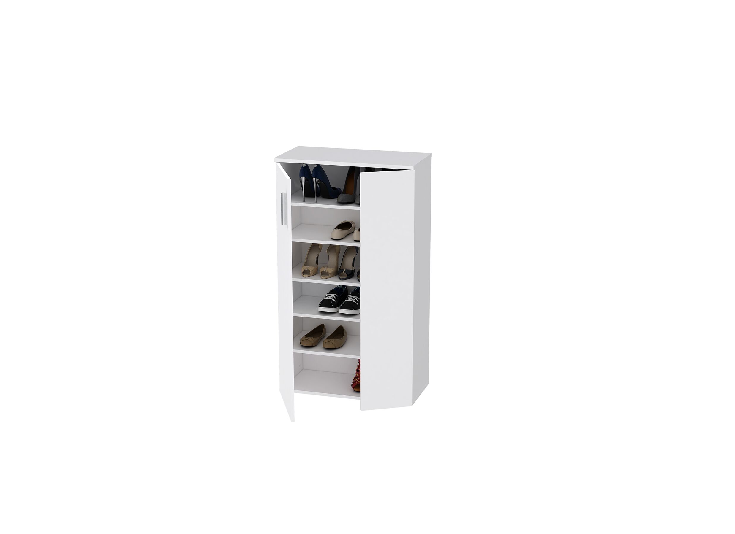 Armoire à chaussures Boots 69x34x120cm - panneau décor - blanc