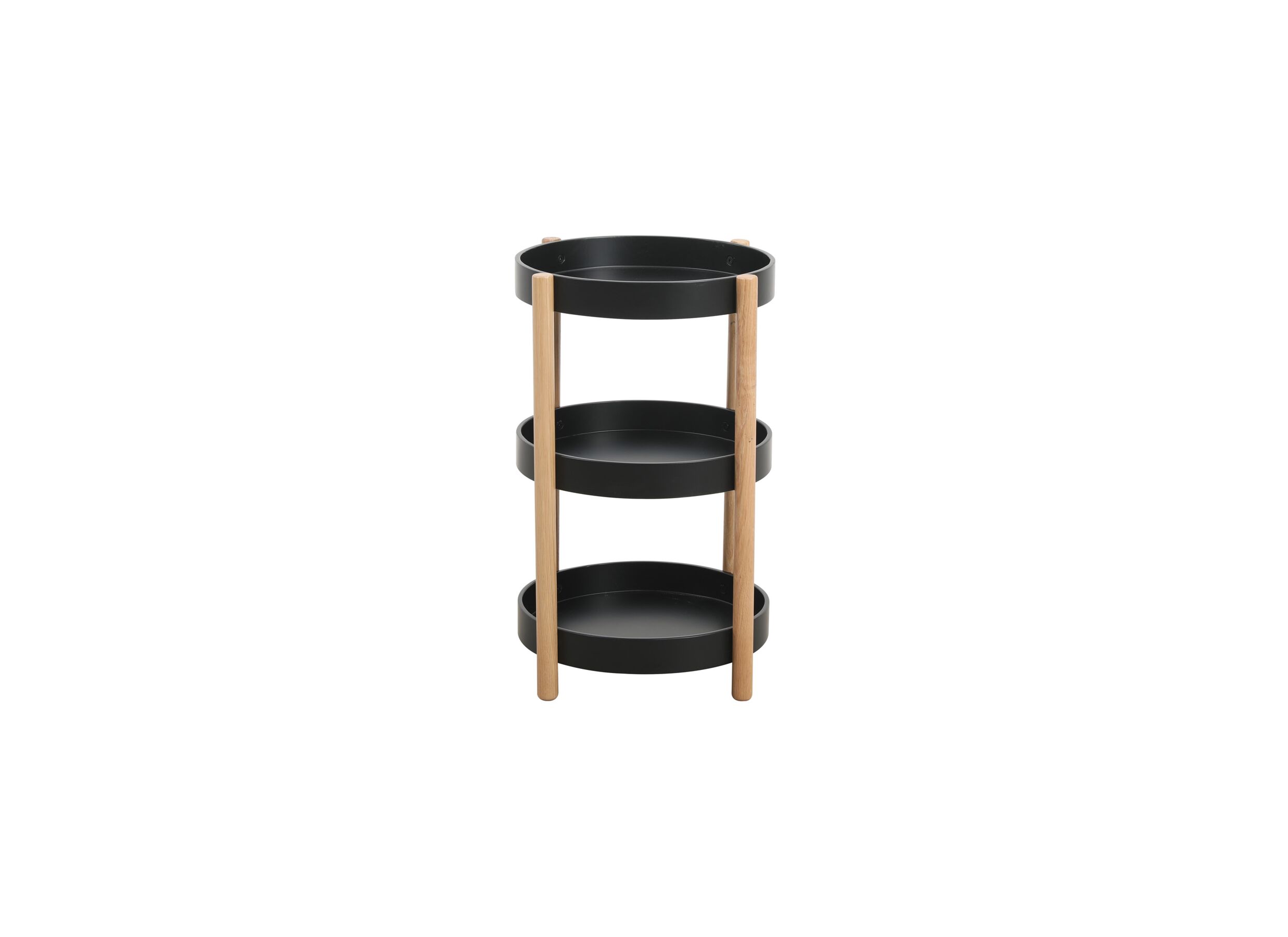 Aperçu - Table d'appoint Cage Ø41cm - plaque de meuble chêne - noir brun