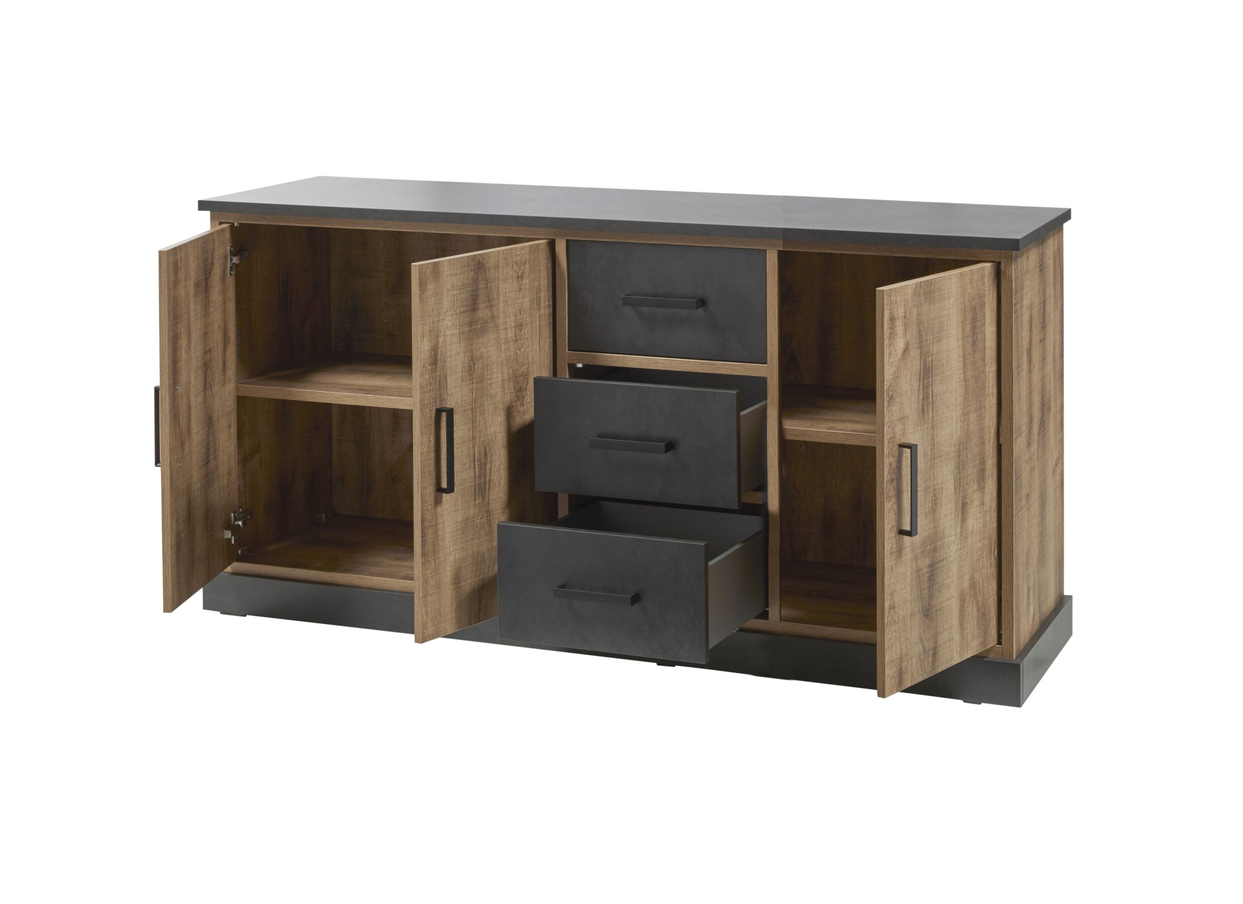 Overzichtsfoto - Dressoir 184cm - decor - bruin & zwart
