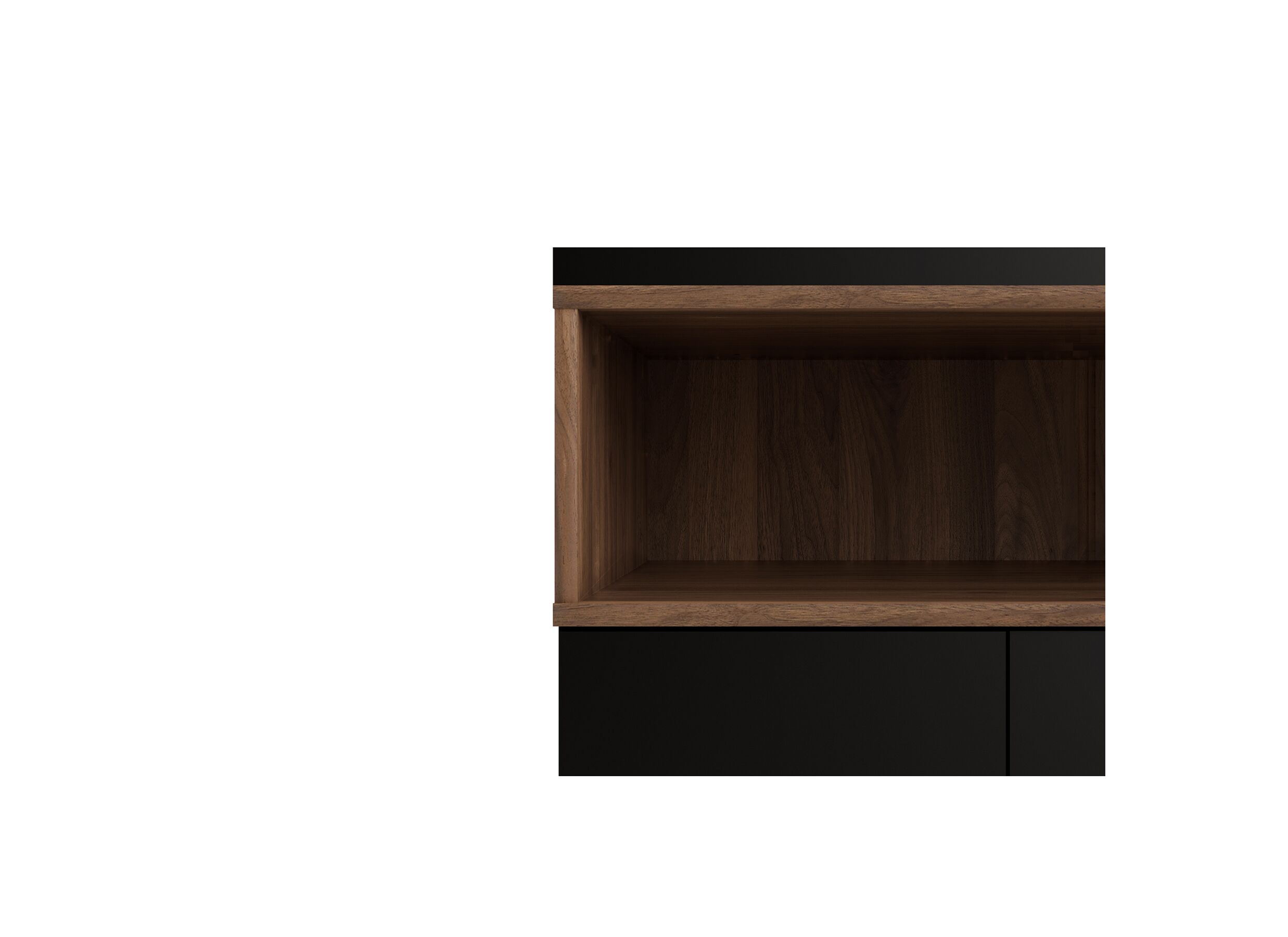 Buffet Roomers 176cm - panneau de particules - noir & noix