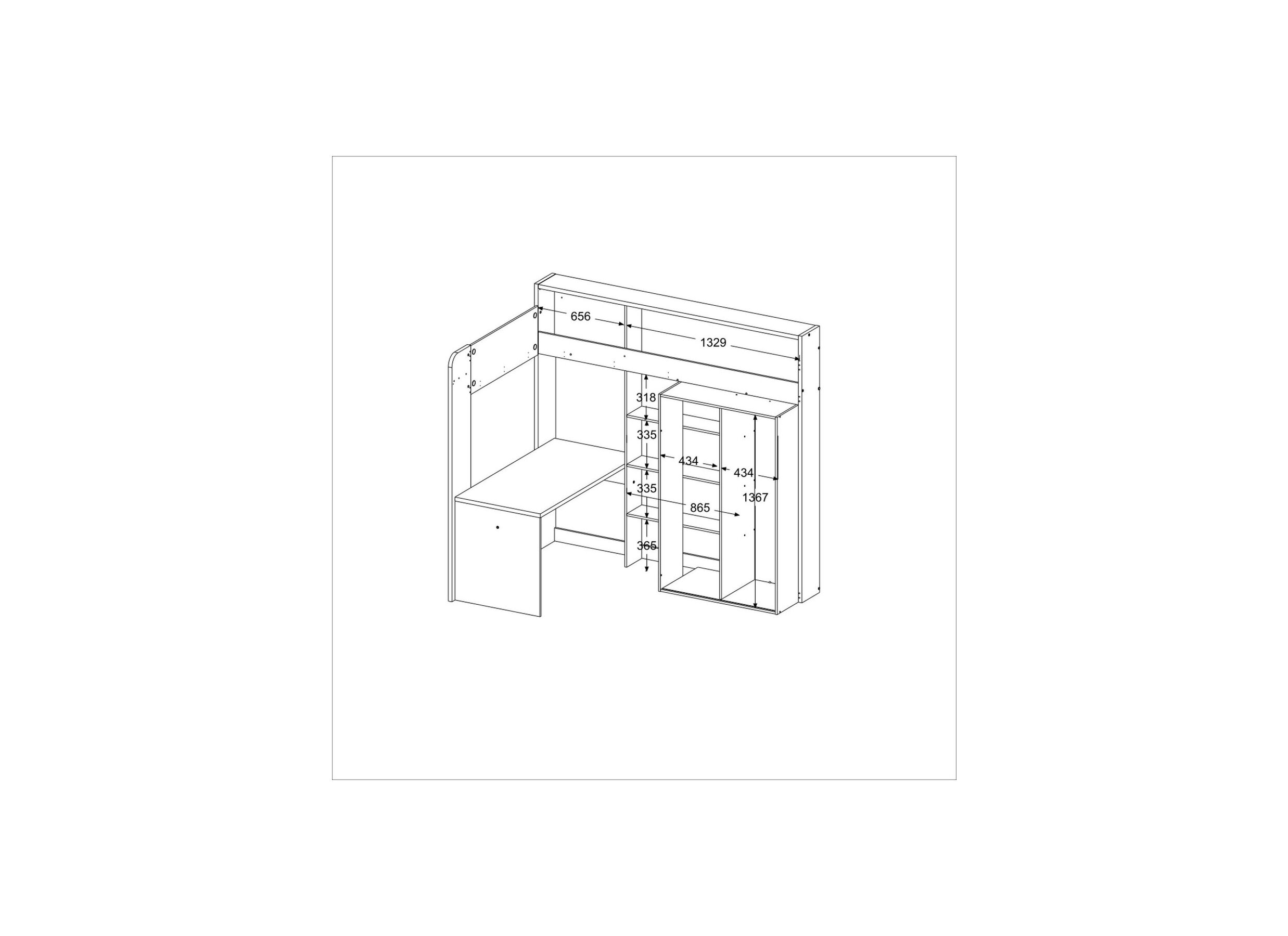 Lit mezzanine Higher 90x200cm petterson pin