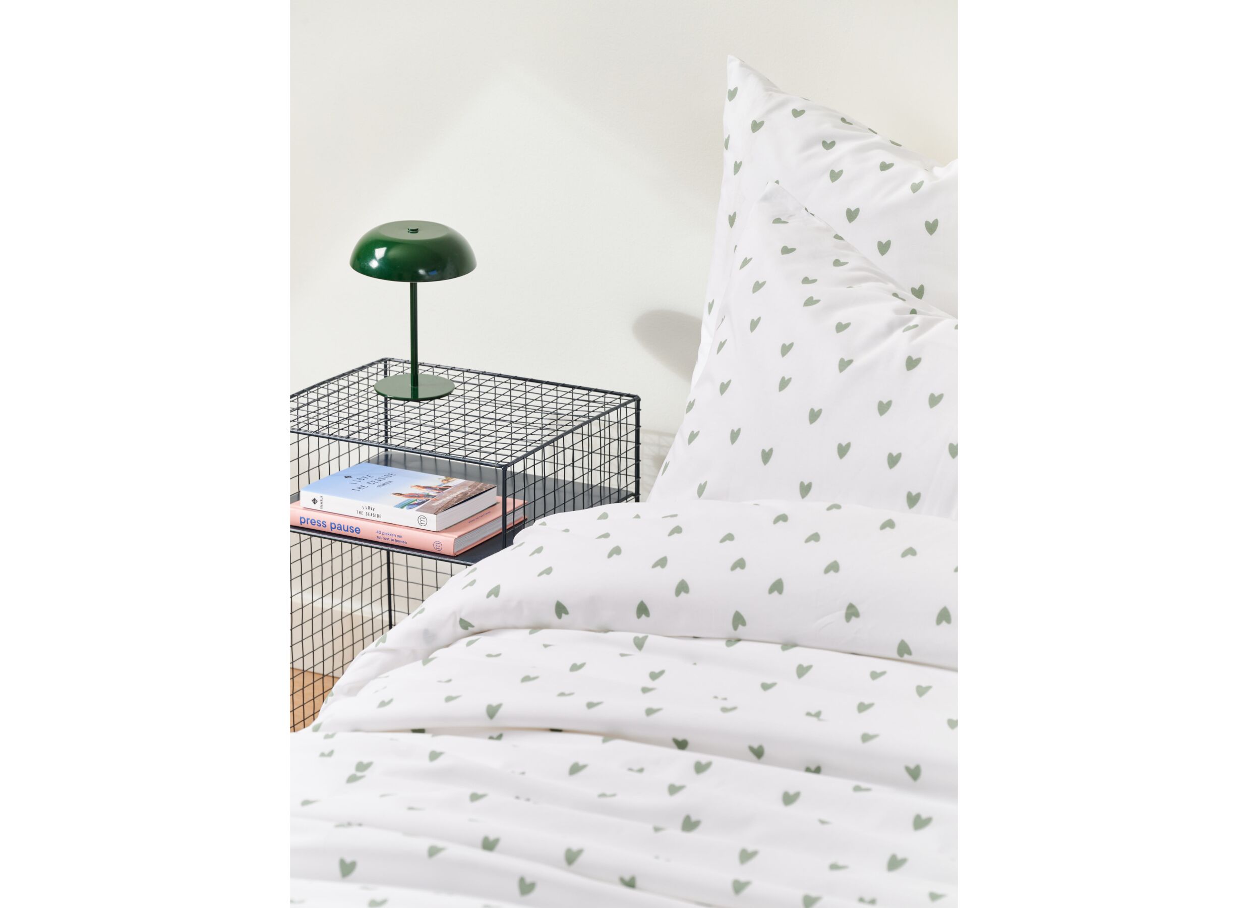 Foto ambiance - Housse de couette 140x200/220cm - coton - vert & blanc