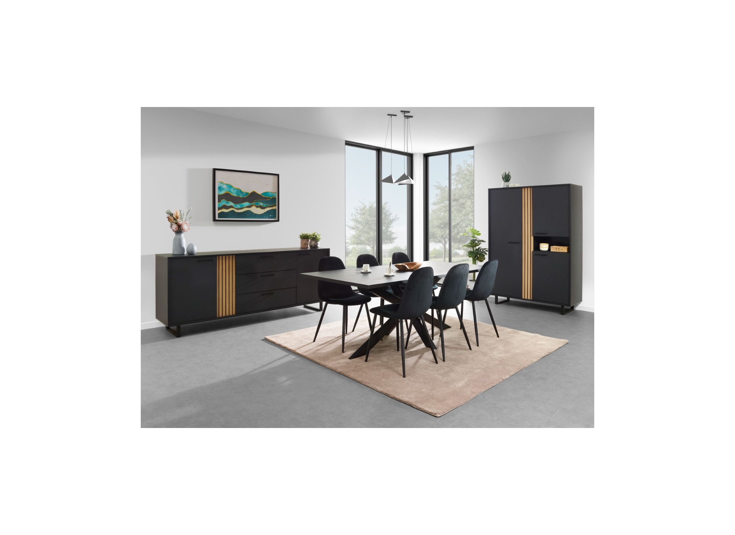 Setfoto - Kast Faro 127cm - melamine - structuur zwart