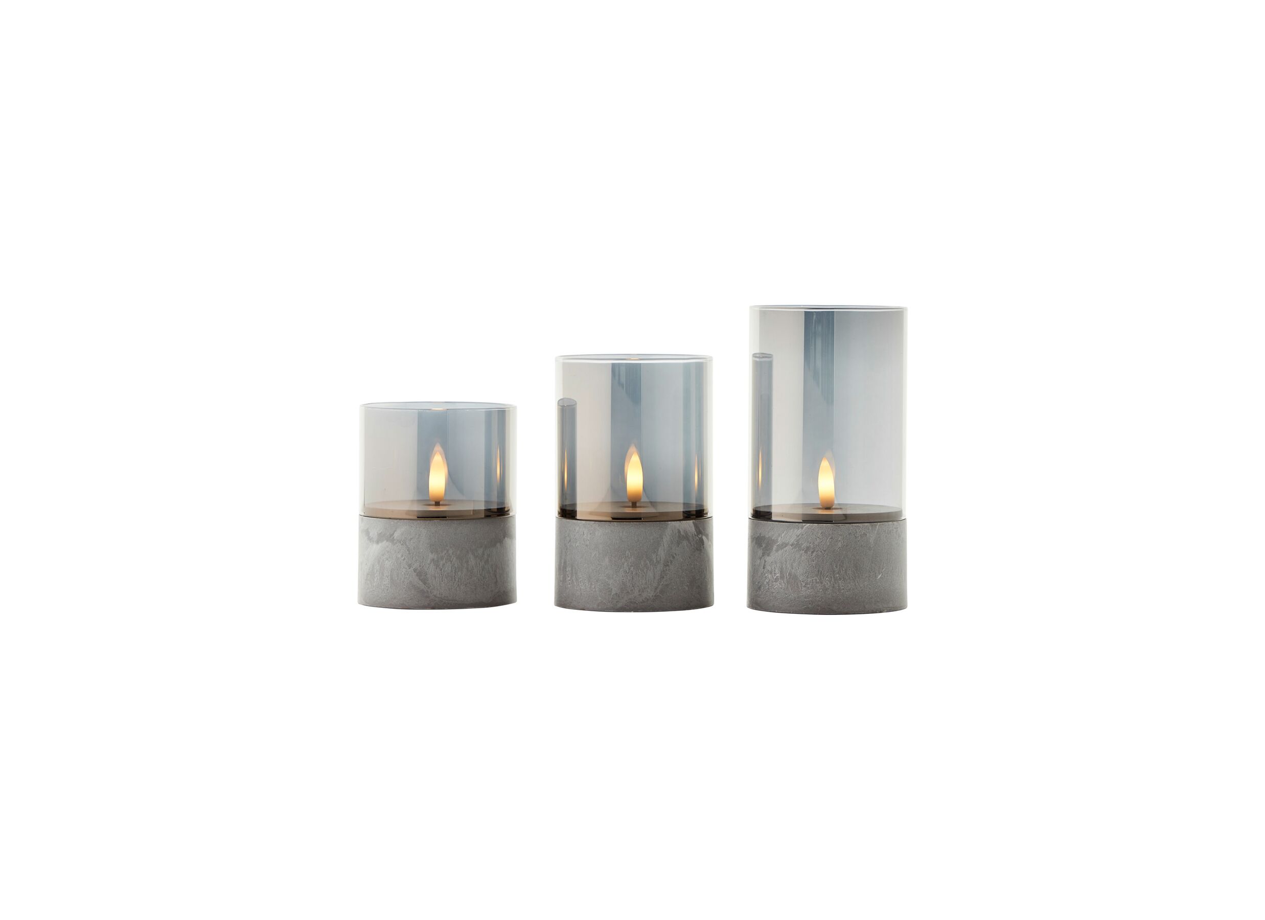 Overzichtsfoto - Ledkaars Bougie H15cm - kunststof/glas - grijs