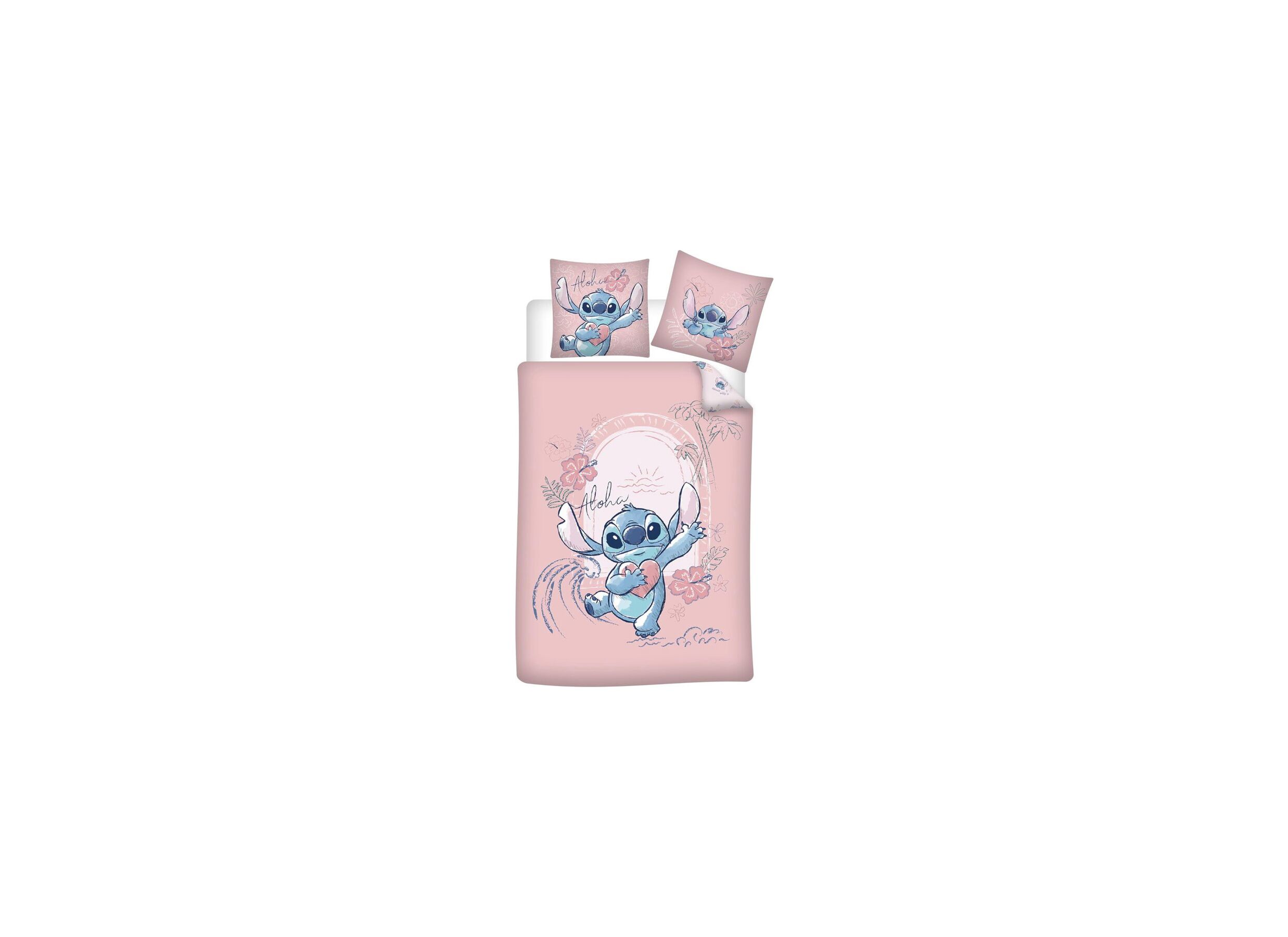 Dekbedovertrek Stitch 140x200cm - katoen - roze - Housse de couette Stitch 140x200cm - coton - rose