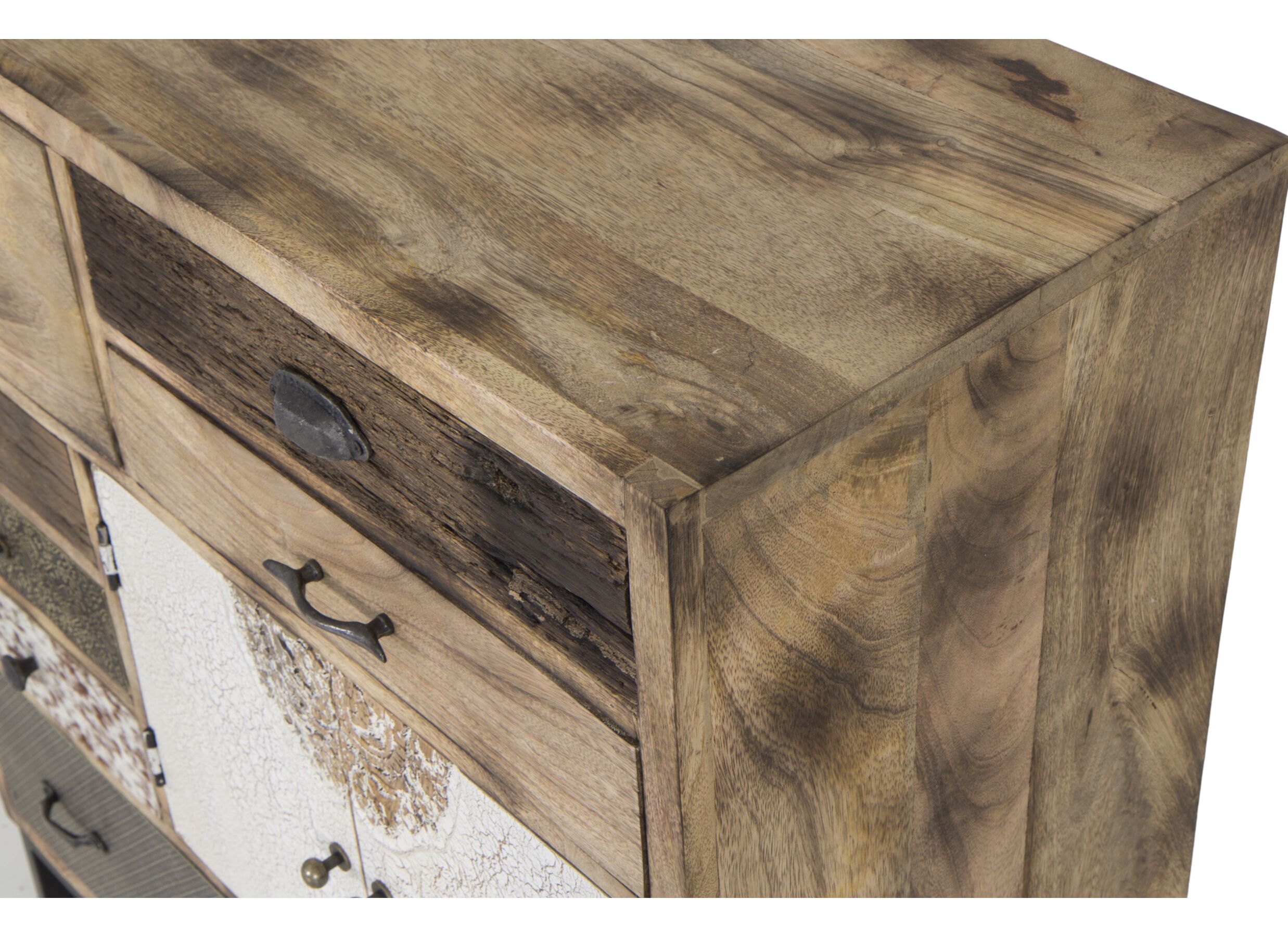 Detail - Commode Raffles 90x40x100cm - manuier massif - marron & multicolour